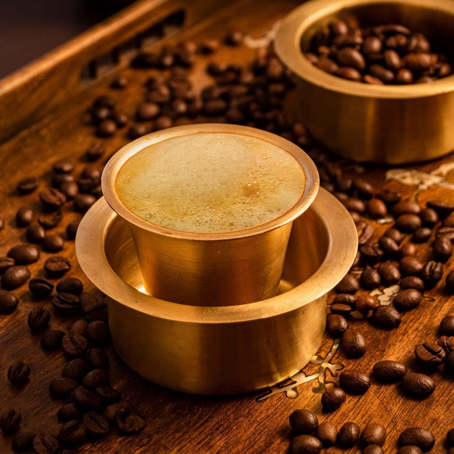 Brass Tea And Coffee Dabara Set Tumbler For Home, Café - Pack Of 1 (120 ML)