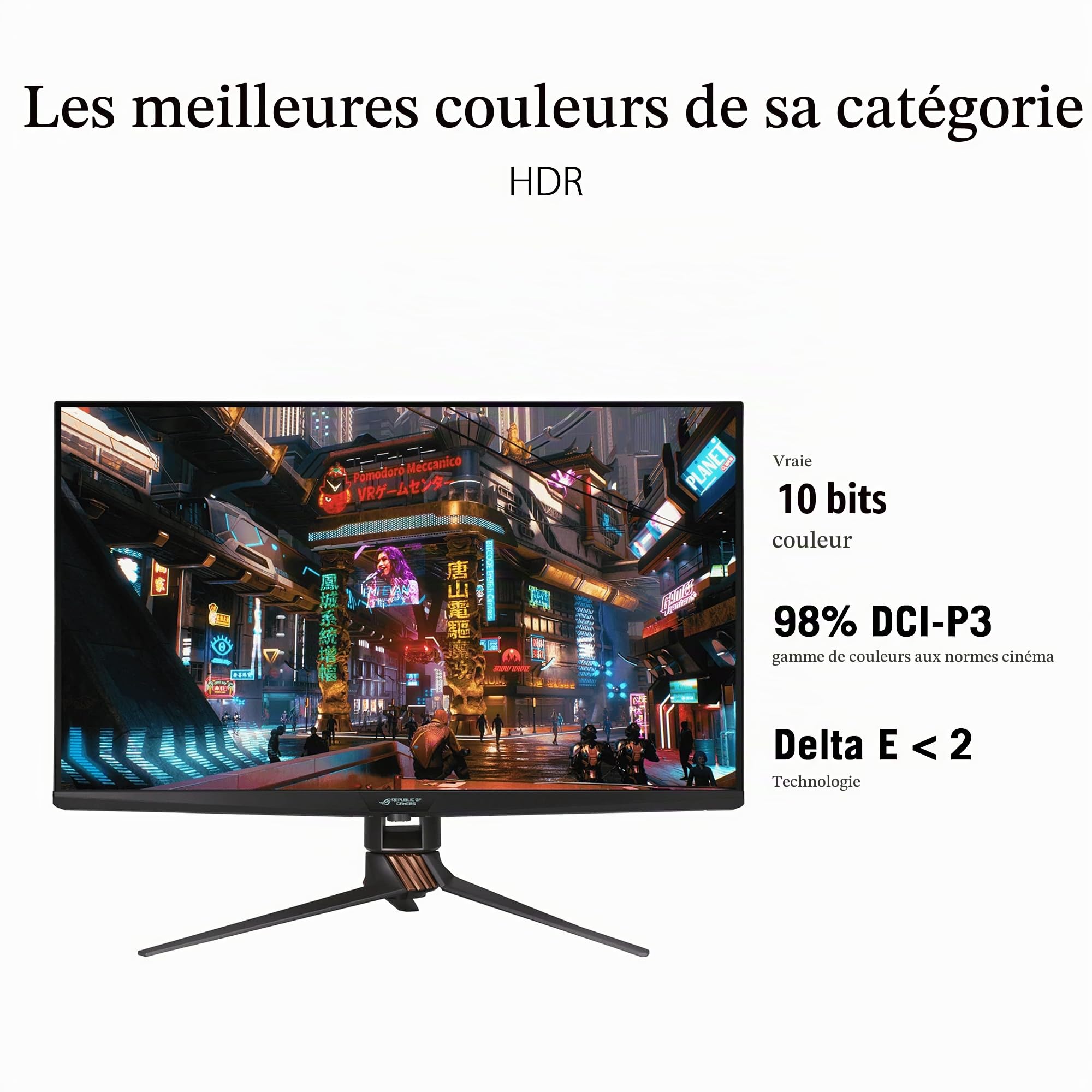 ASUS ROG PG32UQX - Ecran PC Gaming Esport 32" 4K - Dalle IPS Mini LED - 144Hz - 3840 x 2160-1400cd/m² - Display Port, 3X HDMI et 3X USB - G-Sync Ultimate -Display HDR 1400 - Rétroéclairage FALD