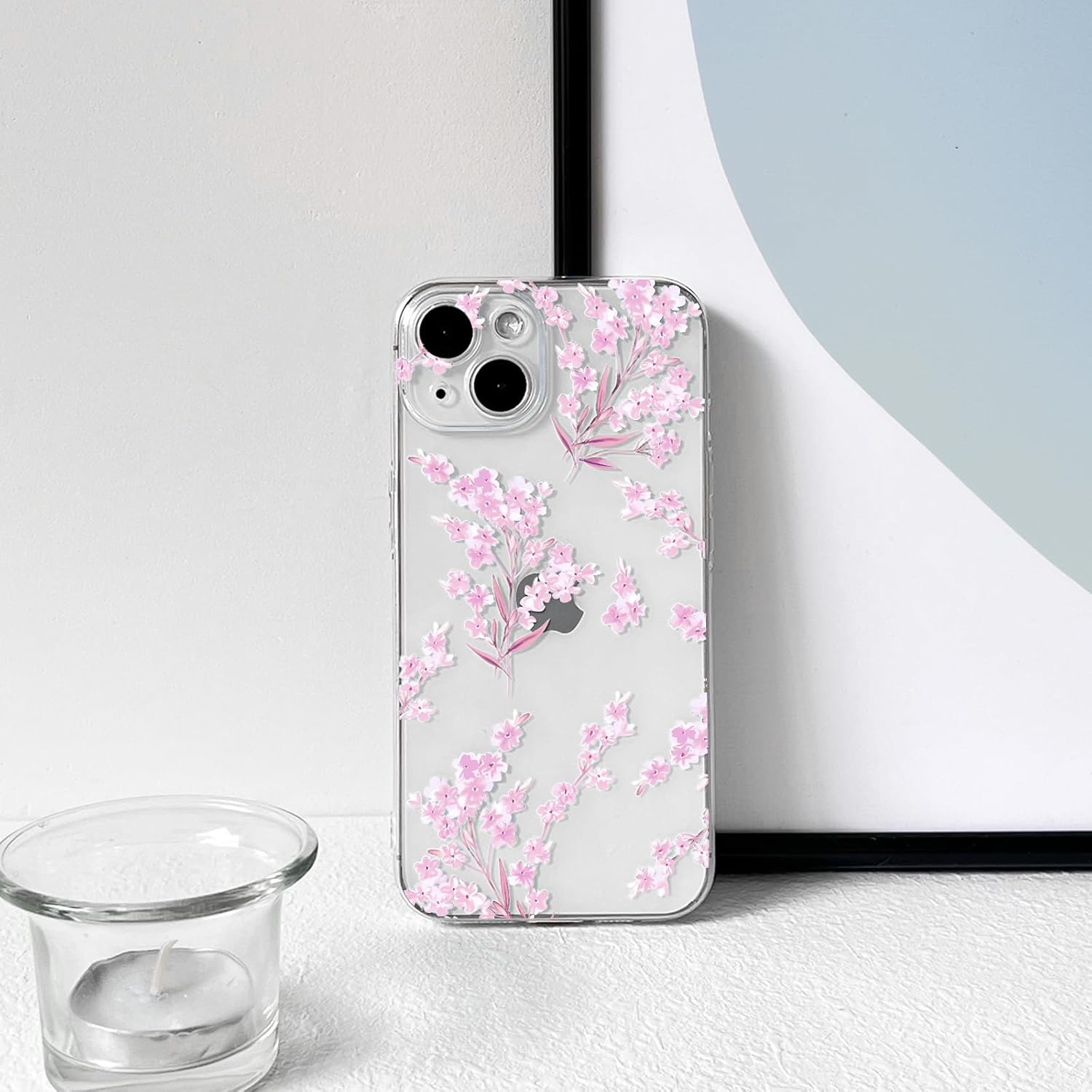 NITITOP Compatible with iPhone 14 Case Cute Clear Flower Floral Artistic Design for Women Girls Stylish Slim Soft TPU Shockproof Protective Girly Phone Cover - Pink - Image 7