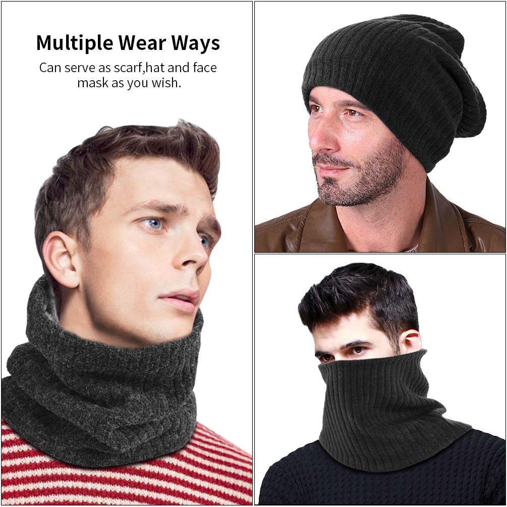 OOPOR Invernale Sciarpa Uomo Donna Caldo - Unisex Moda Scaldacollo in Maglia Elastico Casual Donne Collo Sciarpe Fodera di Pile Tubolare Paracollo per Trekking Sport Scooter Bici Moto Mtb Corsa Sci