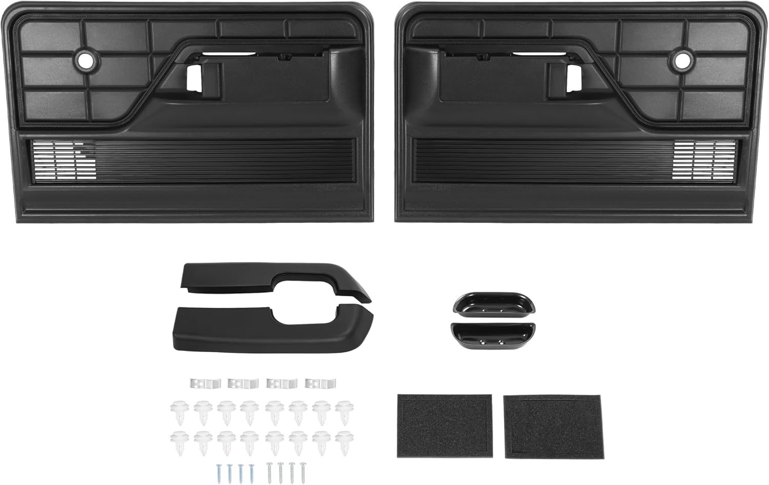 ALMULOO Pair Inner Door Panel Compatible with 1973-1979 Ford F100 F150 F250 F350 Bronco Replacement for D3TZ-1023942-KT Interior Door Panels Plastic Black Left + Right