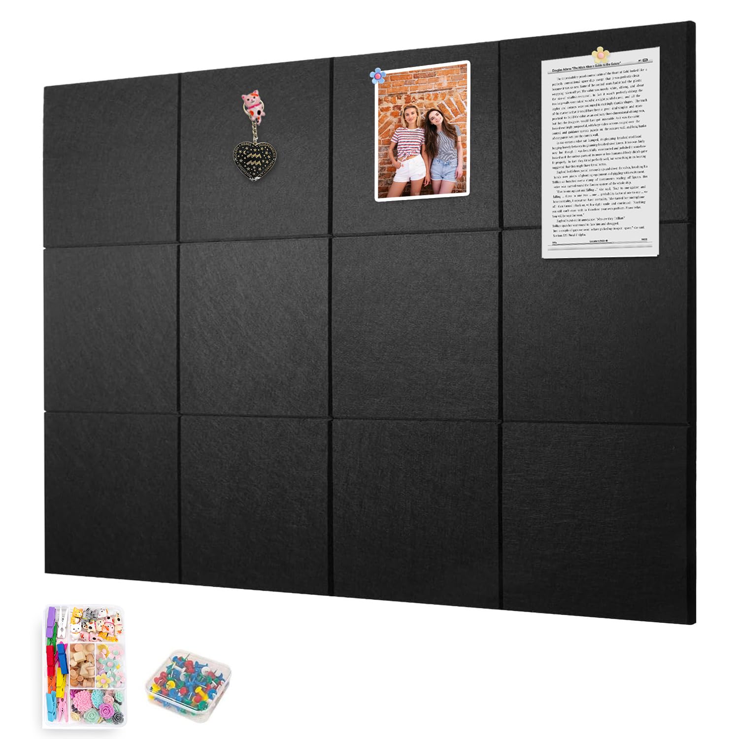 Large Cork Board for Walls, Yunihome 12 Pack 36" x 48" Felt Bulletin Board Wall Tiles for Home Kitchen School Office Wall Decor with Assorted Colors