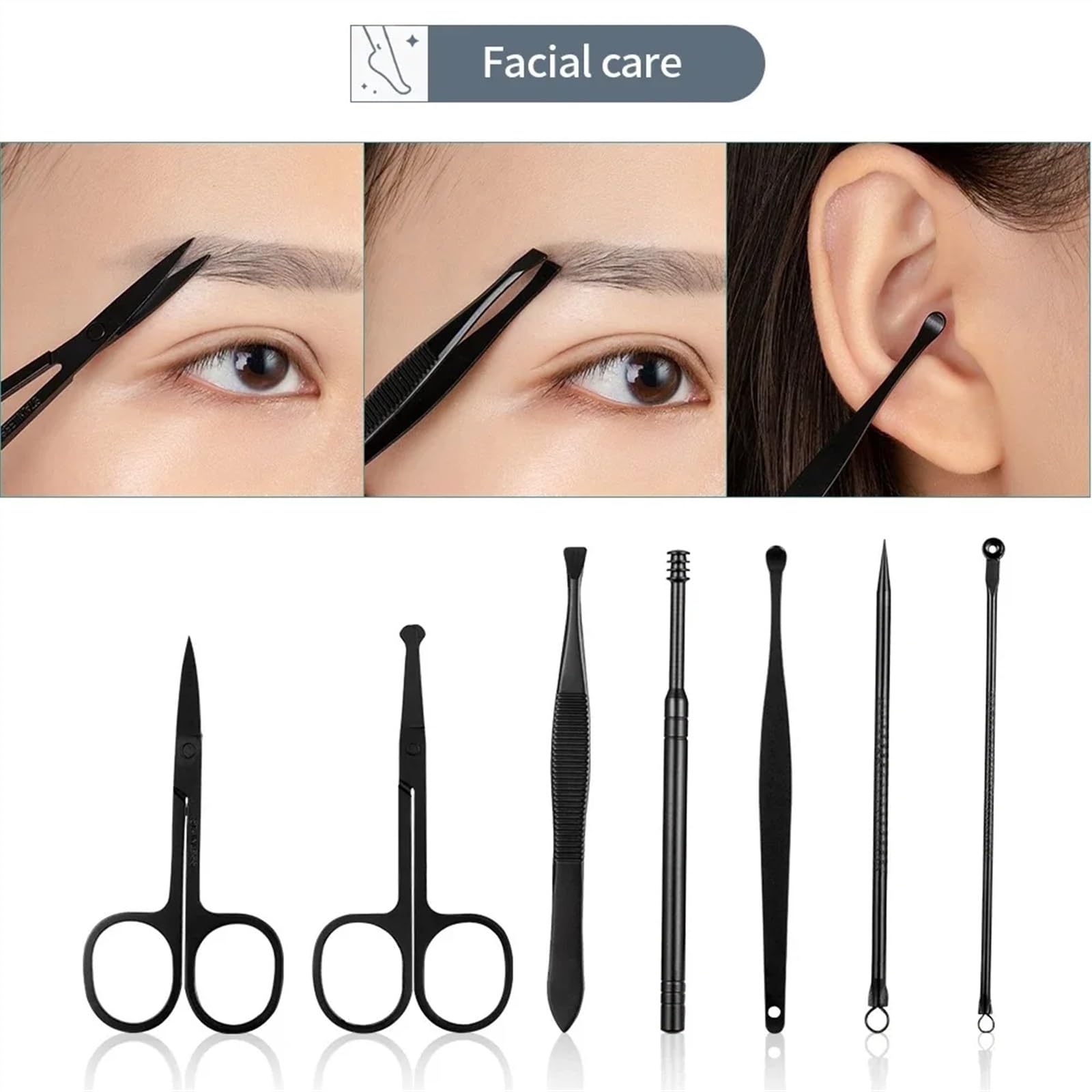 Zestaw do manicure Narzędzia Obcinacze do paznokci ze stali nierdzewnej Trymer do uszu Zestaw do pielęgnacji Manicure Pedicure Nożyczki Pęseta Narzędzia do paznokci Zestaw z czarnym tra Obcinacz do
