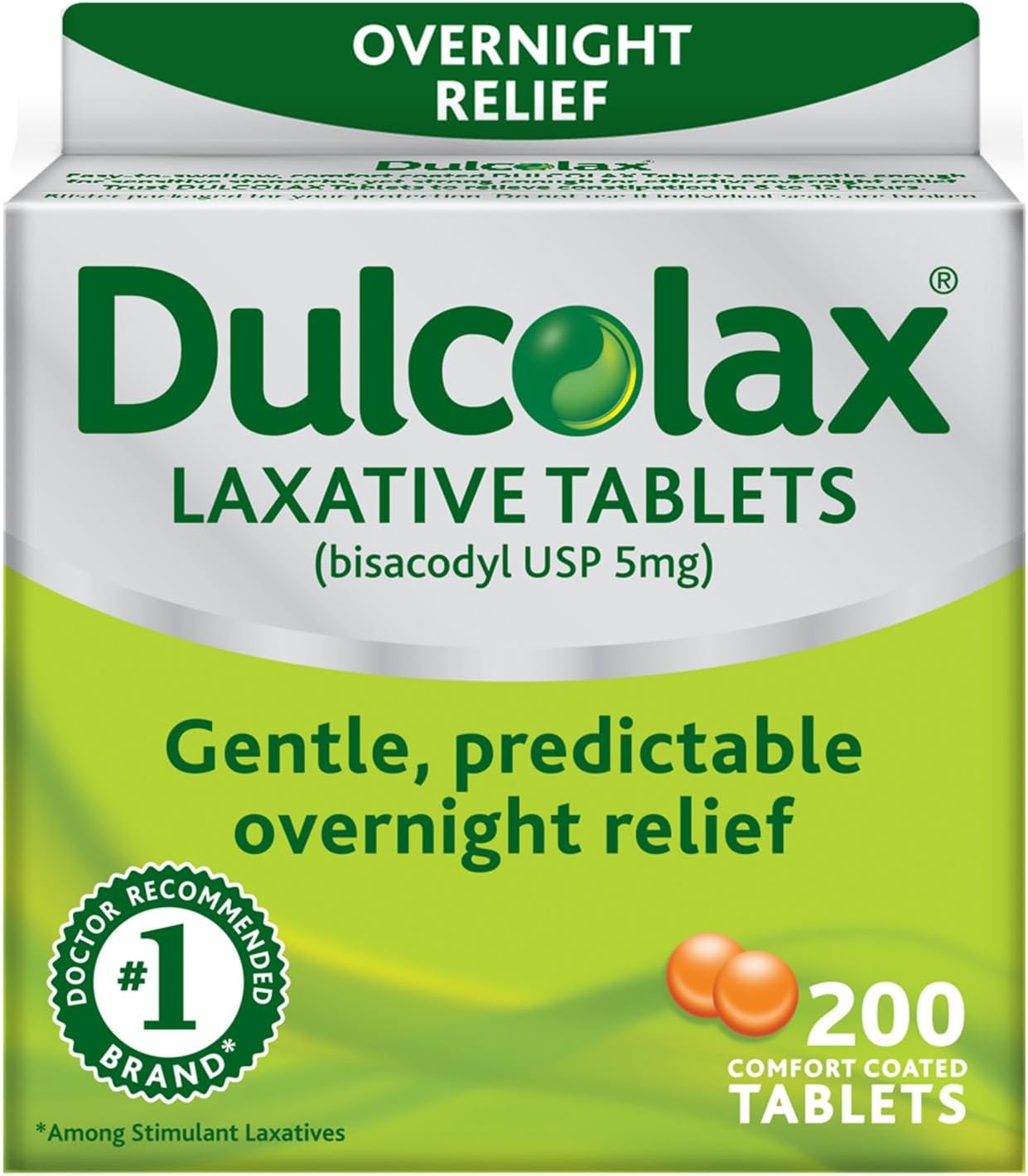 Dulcolax Laxative - 5 mg - 200 Comfort Coated Tablets (2 Pack)