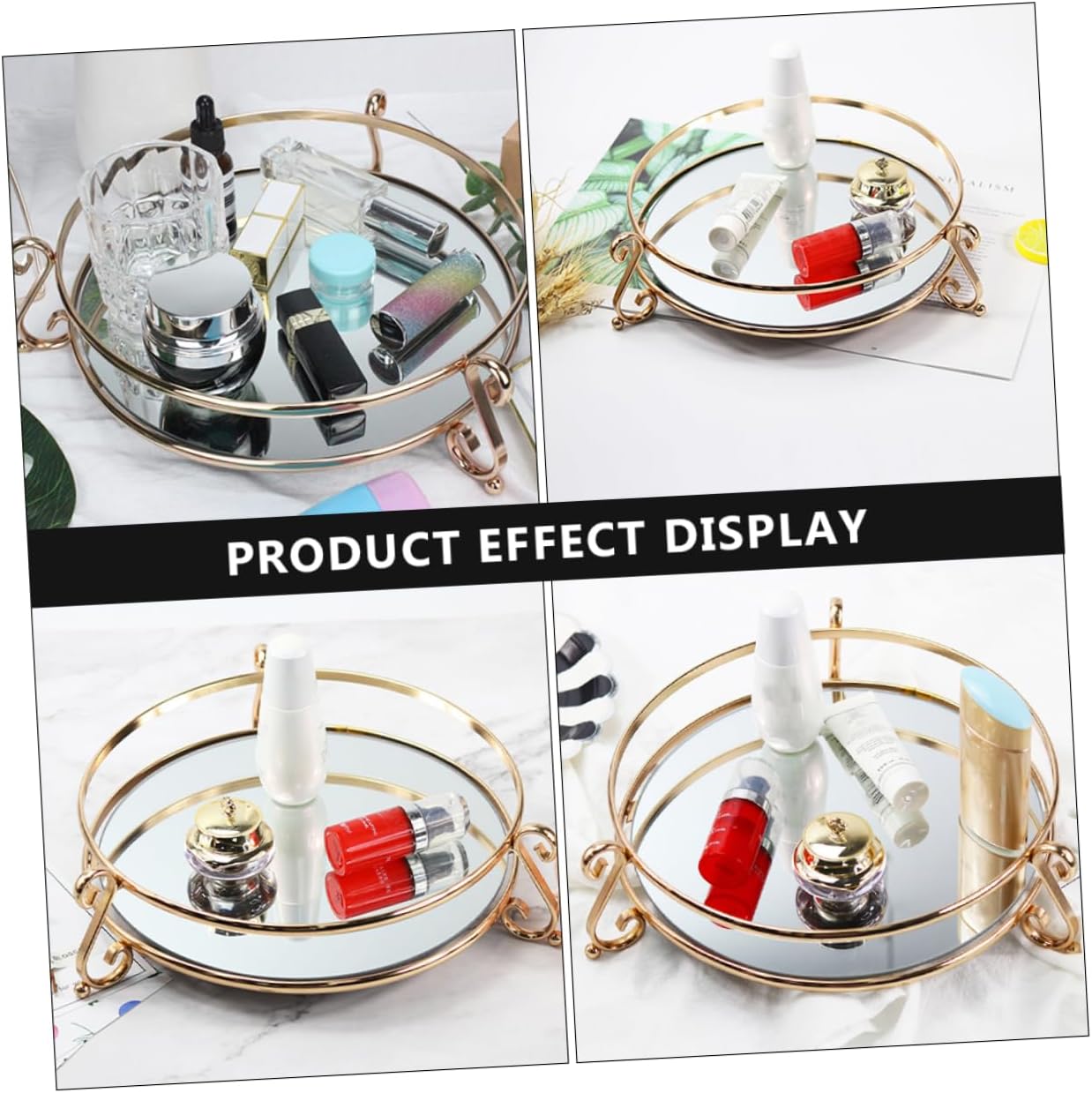 1pc Creative Storage Mirror Tray for Makeup and Cosmetics Decor Stylish Desktop Organizer for Vanity Dresser Bathroom and Party Use