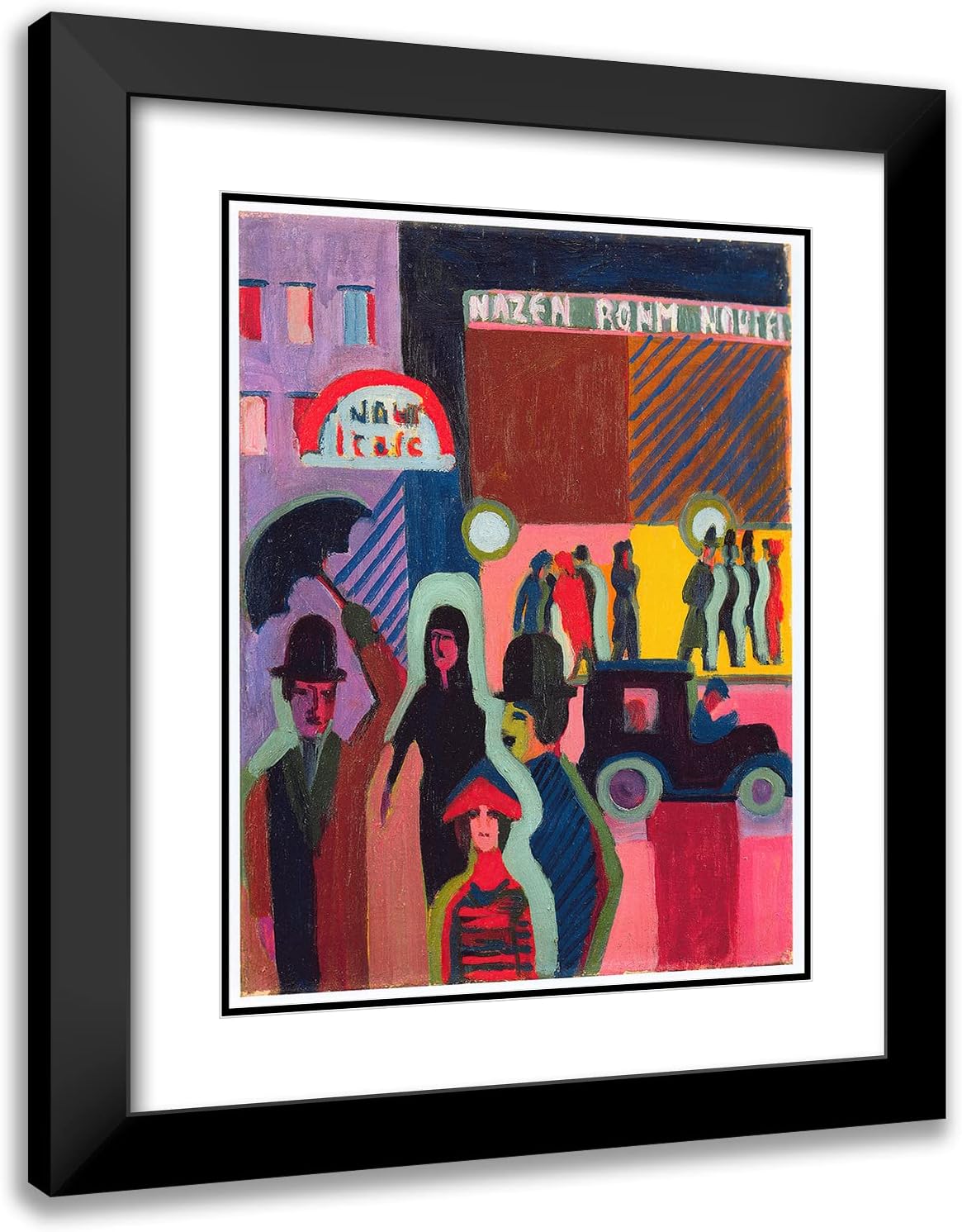 ArtDirect Ernst Ludwig Kirchner 20x24 Black Modern Frame and Double Matted Museum Art Print Titled - Store in the Rain (1927)