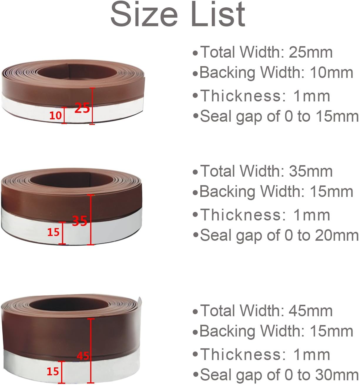Door Seal Strip, Weather Stripping Bottom for Doors and Windows Frameless Silicone Adhesive Under Door Seal-16 Feet Length Translucence-1-3/8 inch(35mm)