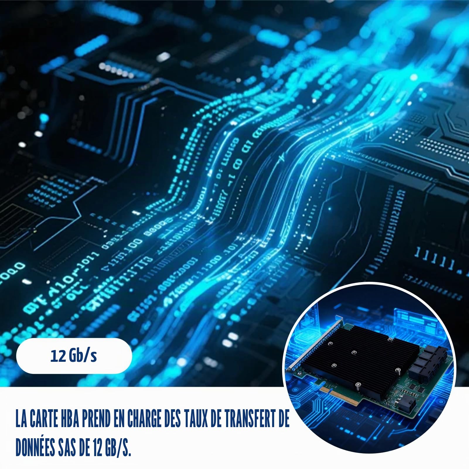 LSI SAS HBA Card, Carte HBA de Contrôleur SAS LSI 9300-16i, PCIe Ethernet Network Card, Contrôleur de Port 16SAS 12 Gbit/s Haute Vitesse, pour Windows Linux VMware Freebsd
