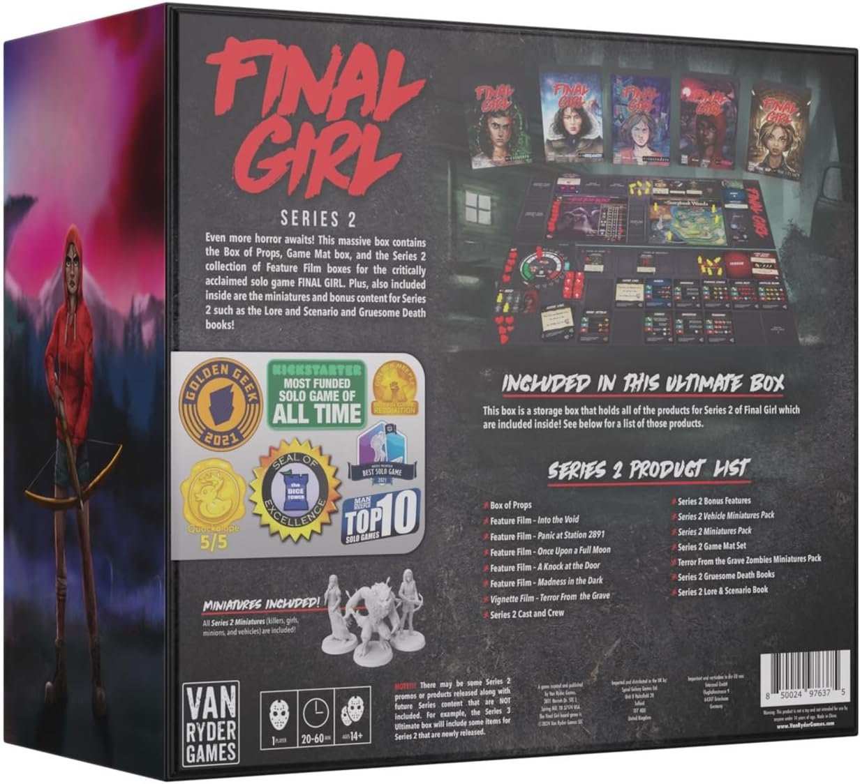 Final Girl Series 2: Ultimate Box - Horror Solo Board Game - 20-45 Minutes of Gameplay - Includes Box of Props, 5 Feature Films, Miniatures & Bonus Content - Teens & Adults Ages 14+ - Van Ryder Games