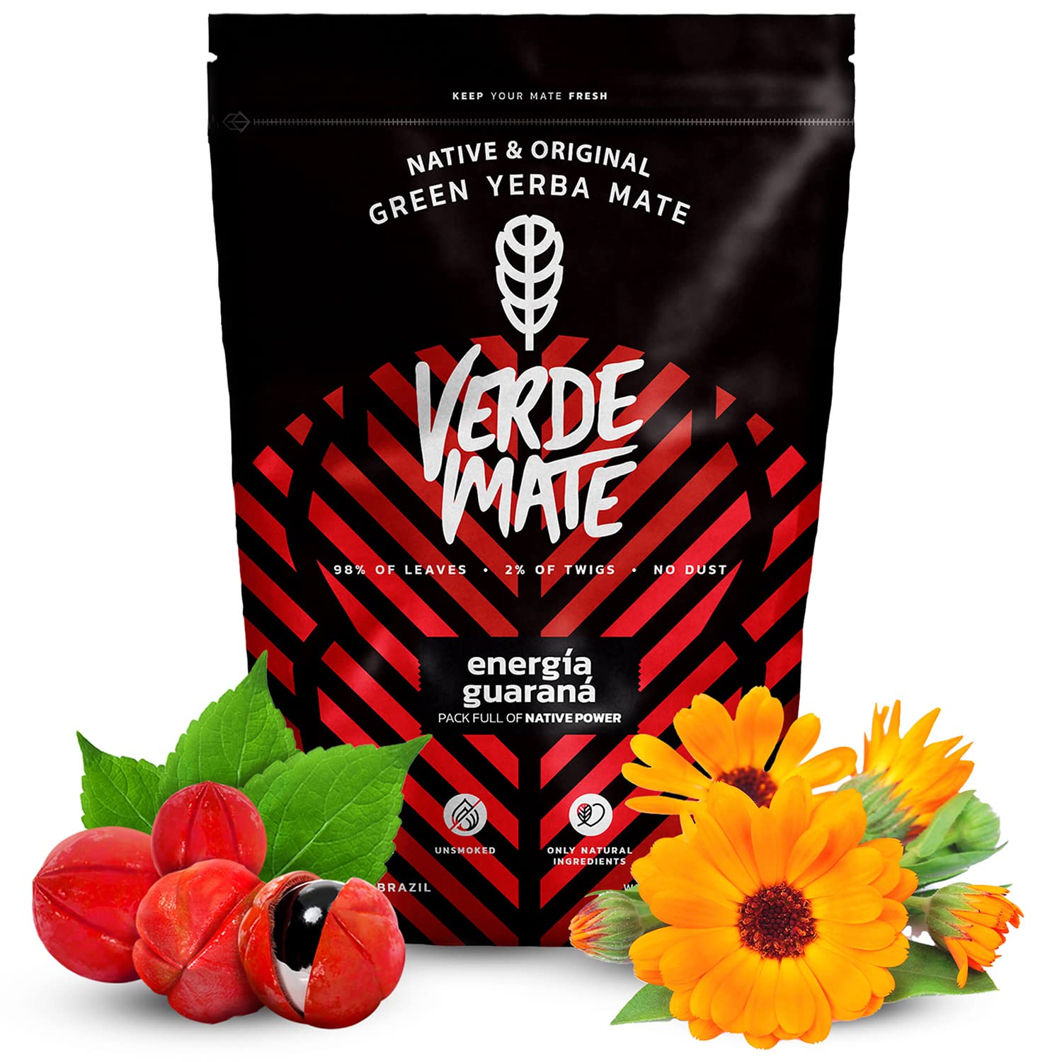 Mate Tee Verde Mate Set 1,5kg - Brasilien Yerba Mate - 5mm Grobe Blätter - Luftgetrocknet, Staubarm - Guarana, Sarsaparilla und Guayusa - Natürlicher Wachmacher - Ideal für Einsteiger - Mild - 3x500g