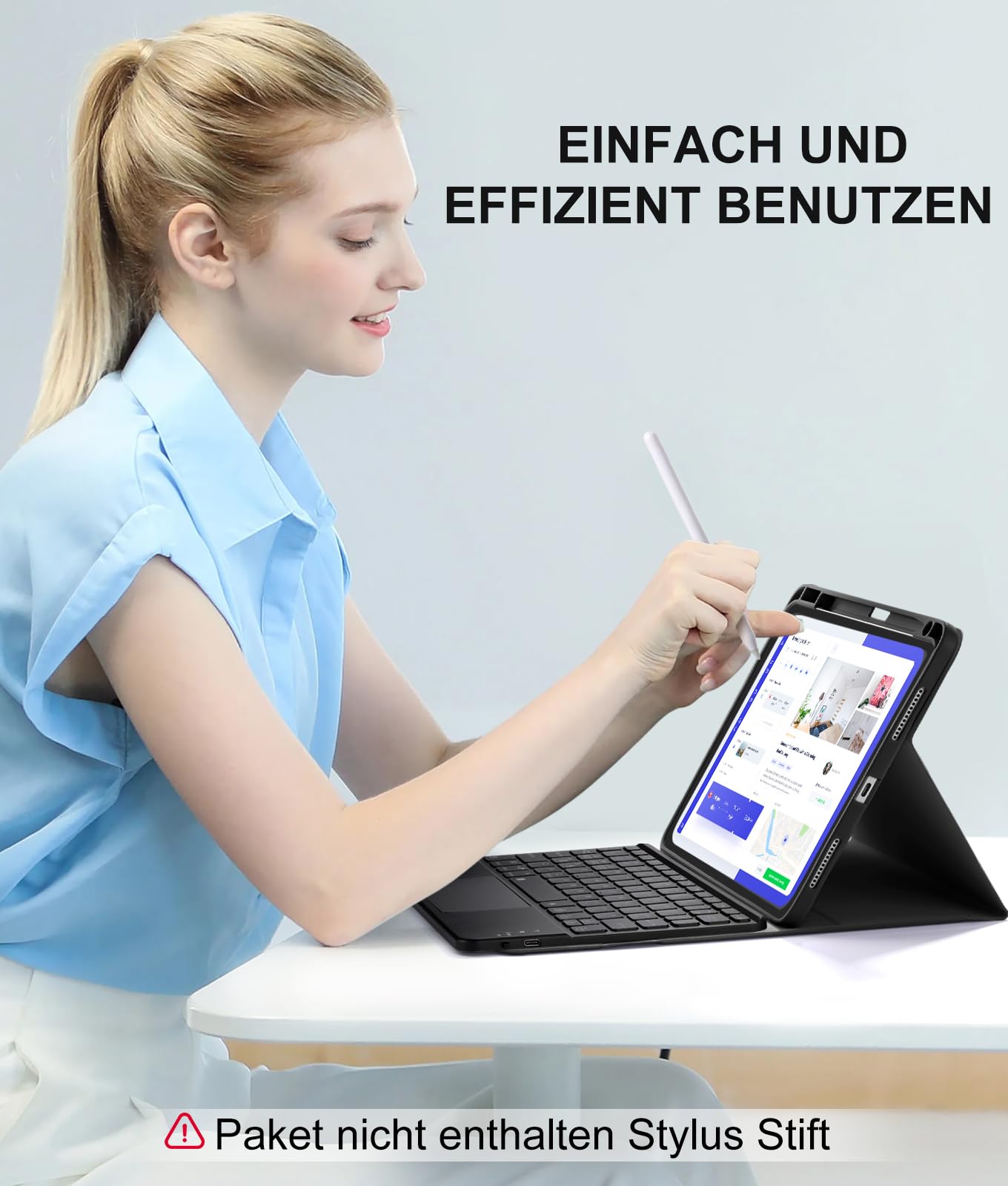 Vobafe Hülle mit Tastatur für iPad Air 11 Zoll M4 M3 M2 (2026/2025/2024), iPad Air 5. 4. Generation 2022/2020 10.9", Mutil-Touch Trackpad Beleuchtete Abnehmbare Keyboard, mit Stifthalter, Schwarz