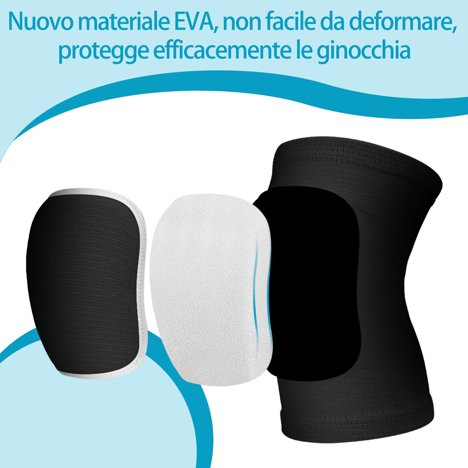 2 Paia Ginocchiere Pallavolo, Protezioni Anti-collisione Ginocchiere Elastica per Danza, Ginnastica Ritmica, Pallavolo, Basket, Calcio, Sport (In Bianco e Nero)