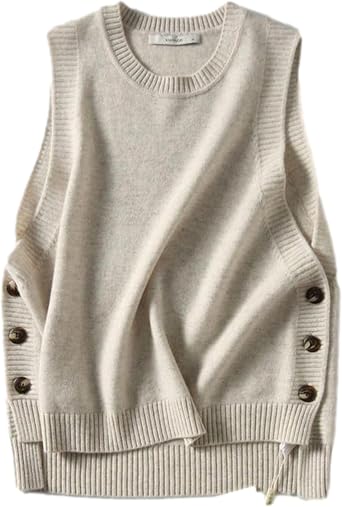 Mingzhu Womens Sleeveless Round Neck Pullover High Low Ribbed Knit Sweater Vest