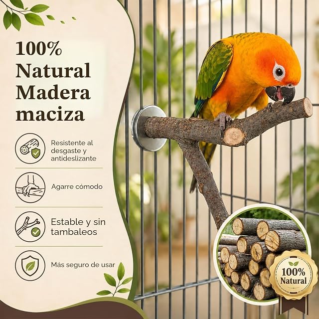 Foto 3 de 7 de Biamaleu 8pcs Pájaros Perchas Cacatúas Soporte de Percha de Madera