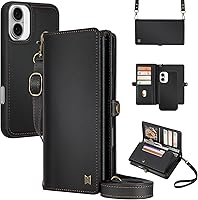 Vista 14 de Funda tipo cartera compatible con iPhone 13 Pro Max, multifunción, desmontable, 2 en 1, magnética, cartera para iPhone 13 Pro Max, con correa Verde