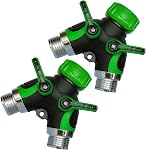 Ensemble de 2 Y Séparateurs de tuyau 2 Robinet d'extérieur de jardin avec robinet d'eau Robinet de jardin Raccord de vanne pour pelouse et jardin- avec poignée caoutchouteuse confortable (Orange)