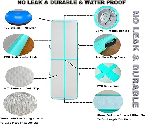Miniatura 4 de Marfula Colchoneta inflable de gimnasia de 4 pulgadas de grosor con bolsa de transporte bomba eléctrica para uso doméstico entrenamiento animadoras