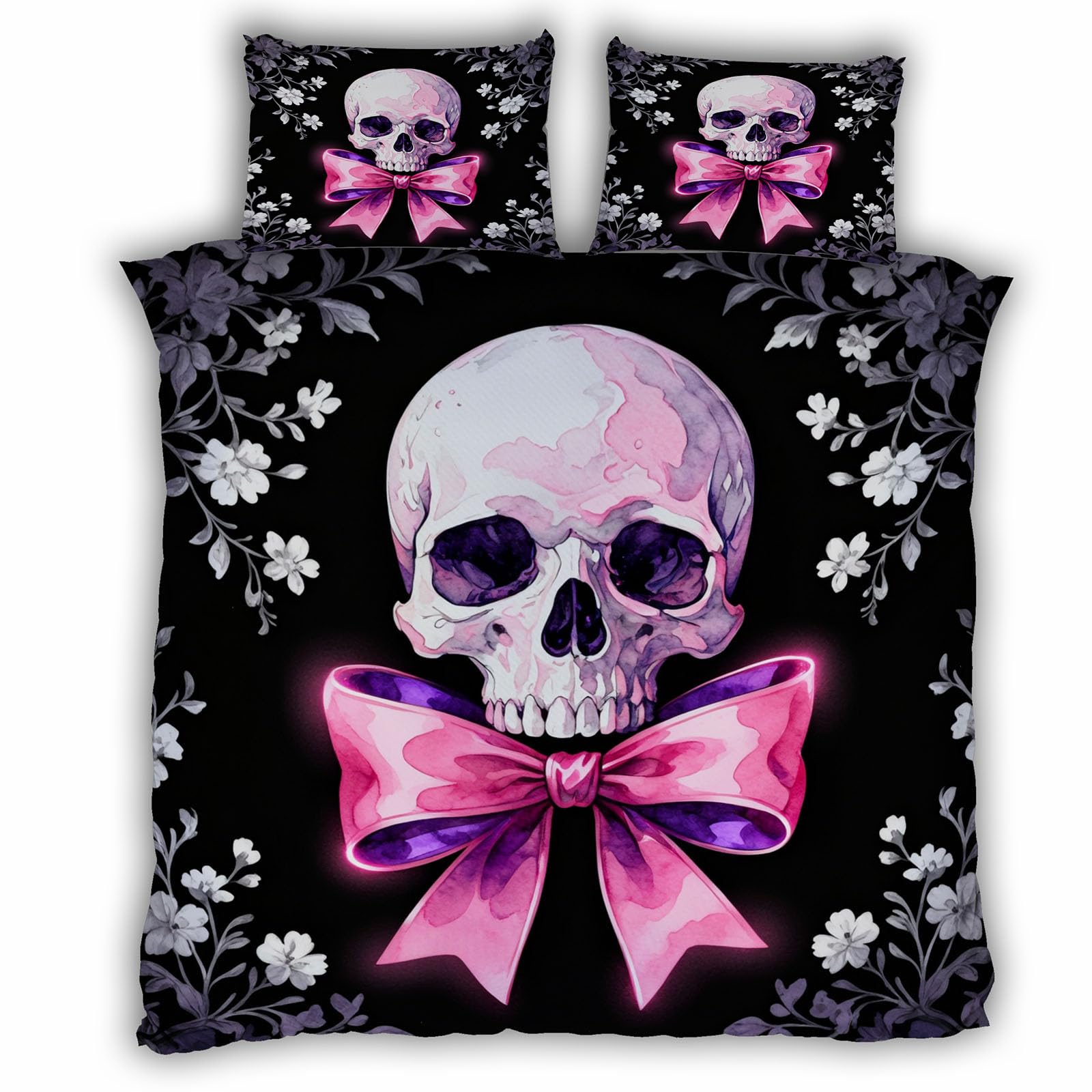 Parure de lit crâne gothique 240x260 en microfibre douce pour transformer votre déco de chambre