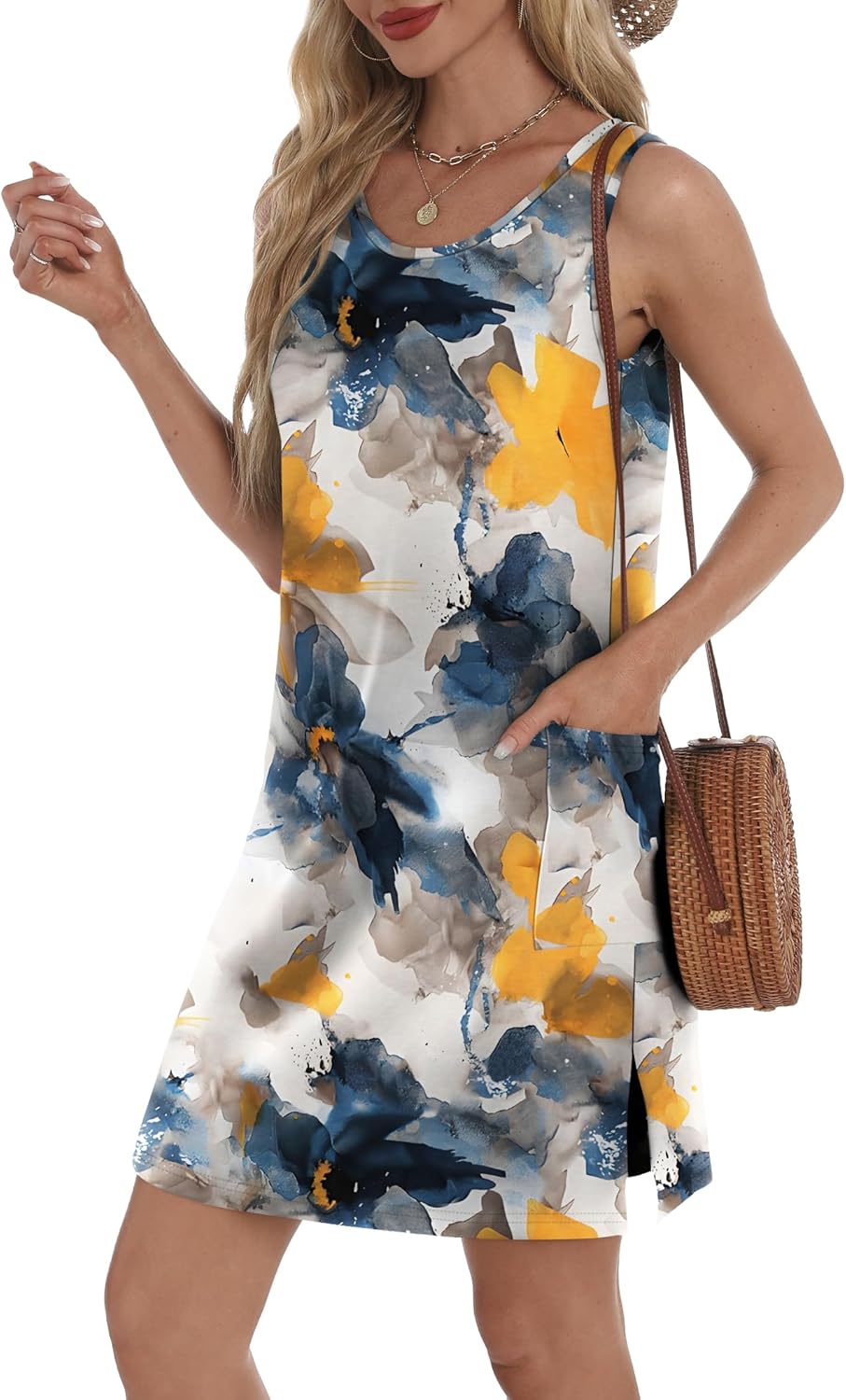 Coverup Summer Dresses for Women 2025 Eyelet Casual Loose Sleeveless Sundresses Tank Dresses with Pockets - Image 3