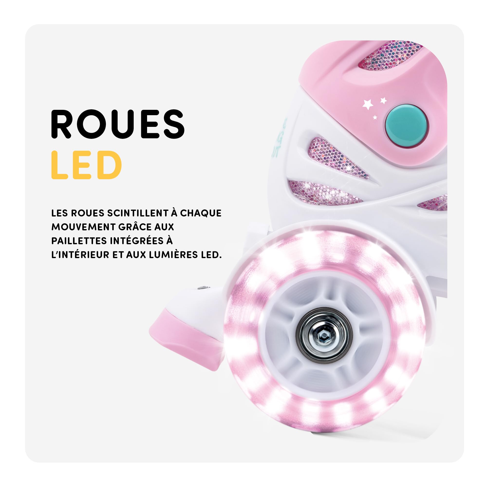 Cariboo Patins à roulettes pour Enfants - Ajustables - pour Débutants - Set avec Protège-Genoux Coudières et Protège-Poignets - Ballerina