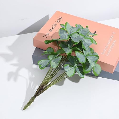 Miniatura 7 de Didiseaon 1 ramo de plantas artificiales de trébol ramas de seda hojas del día de San Patricio decoraciones de fiesta irlandesa