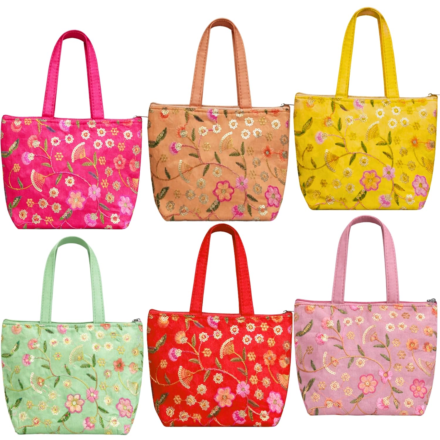 Wrist Bags for Women Floral Embroidered Handbag| Return Gifts for Women Wedding Gift Items | Ethnic Designer Handbag with Zip | Stylish Gift for Festive-image-33