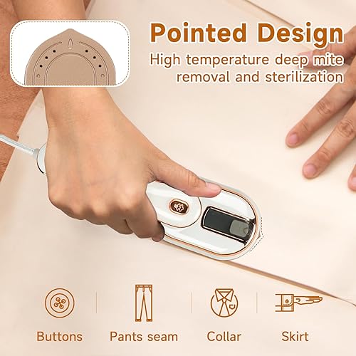 Miniatura 6 de AWESQCQ Microplancha de vapor para ropa, vaporizador portátil de mano para ropa de viaje con planchado en seco y húmedo, 1000 W 20S de calentamiento