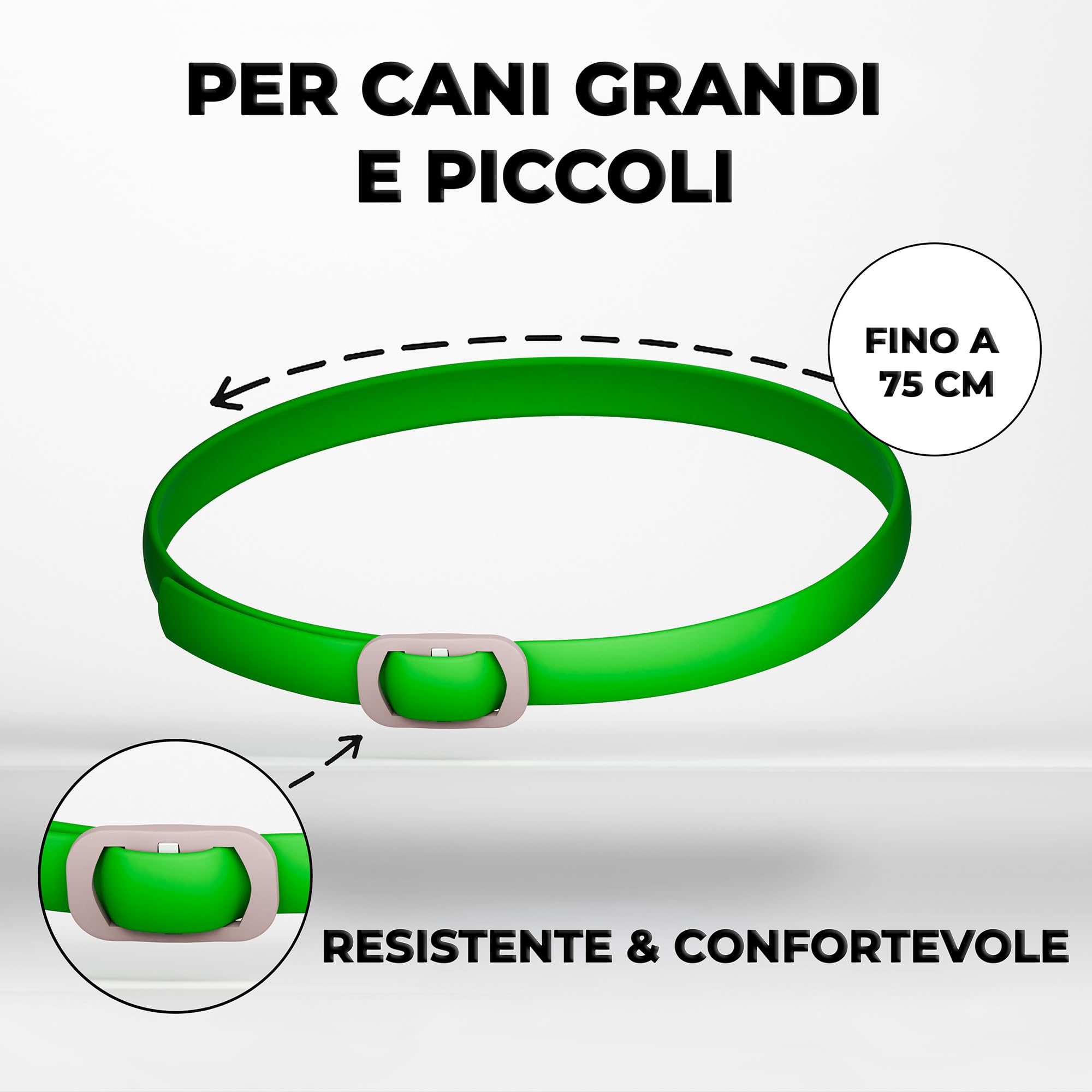 Monked | Collare Antipulci e Zecche per Cani Naturale | Fino a 8 Mesi Protezione | Regolabile | Impermeabile | Protezione Lunga Durata (Verde, Universale)