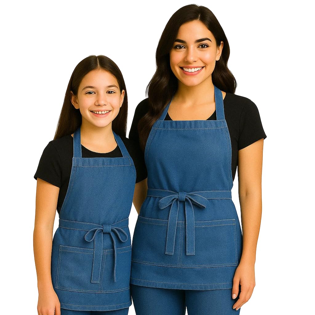 Didart Handmade Delantal Cocina Mujer - Pack 2 unidades. Niña y Niño - 3 Bolsillos. Camarera Cocinera.Mandil cocina mujer.