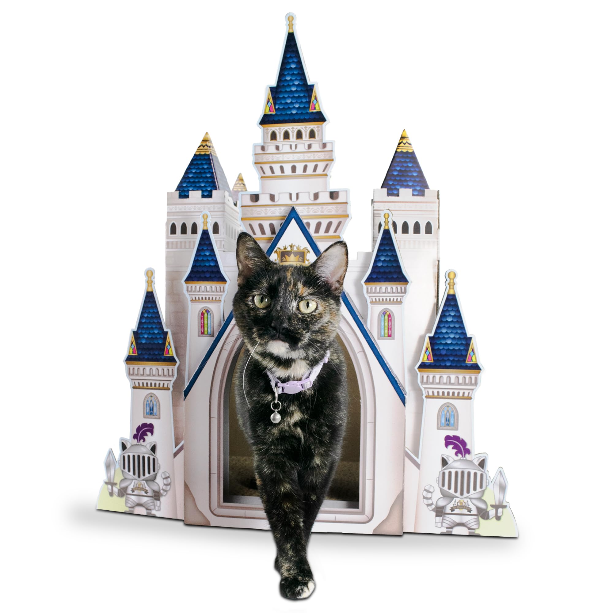 HappyCat Castle Cat Scratcher House - Royal Cardboard Cat Playhouse with Multi-Level Design & Spacious Interior - Perfect Scratcher for Indoor Cats
