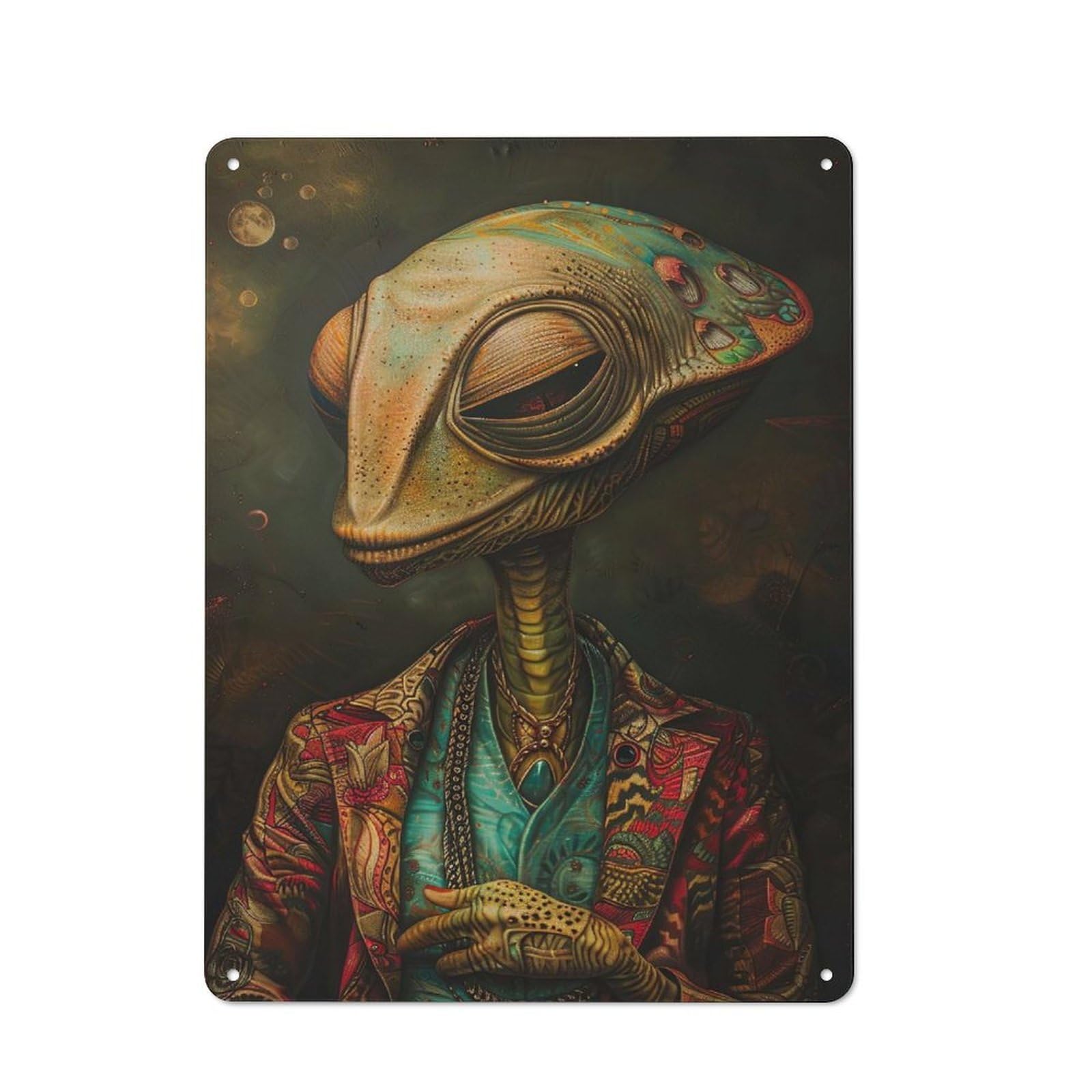 Junmoney Alien Art Liv Metal Wall Sign 40X30cm Featuring For Home Bar Wall, Suited To Bar Sign Collectors