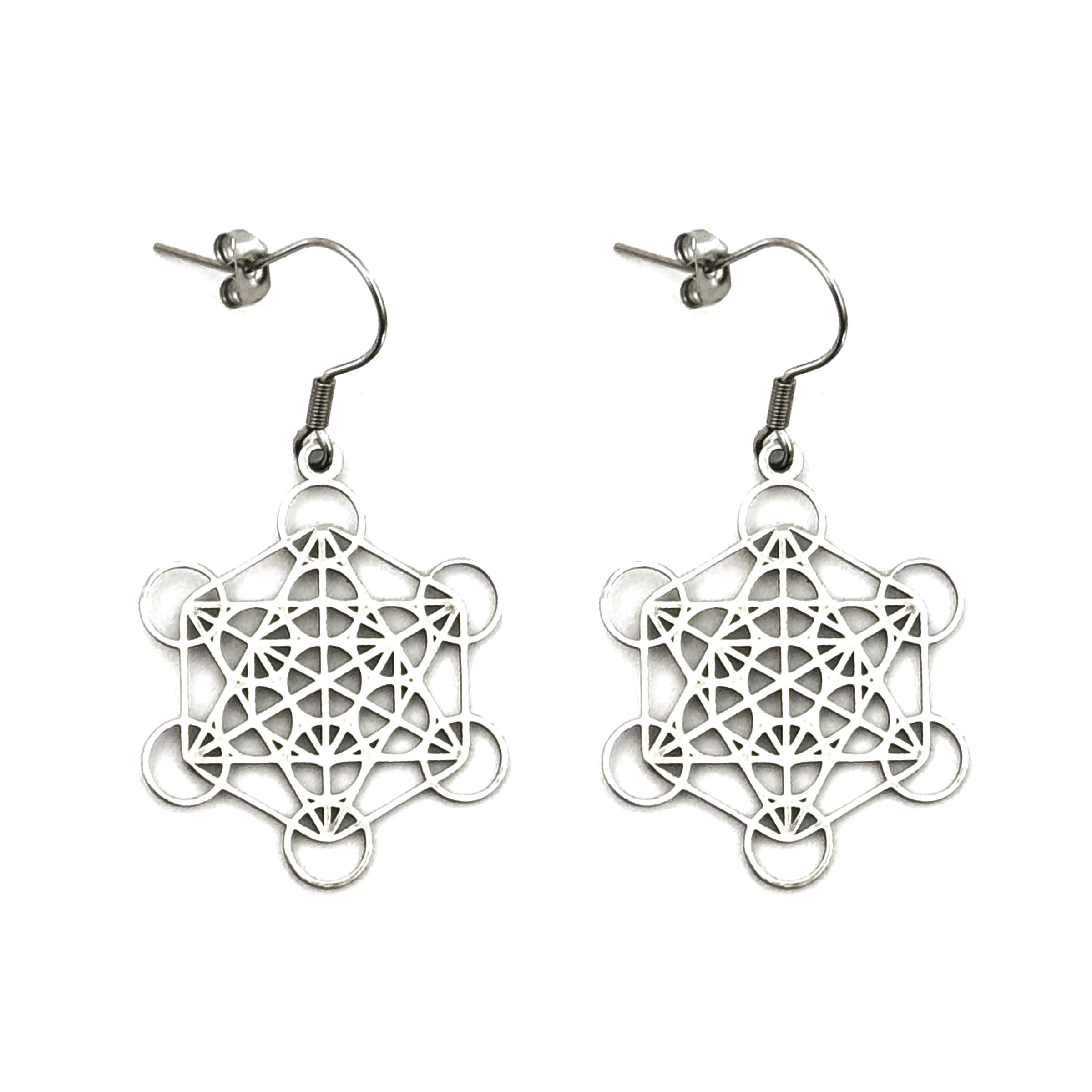 SIMBOLIKS Pendientes Metatron Geometría Sagrada Acero Inoxidable Amuleto Protección Energía Equilibrio Yoga Reiki Meditación
