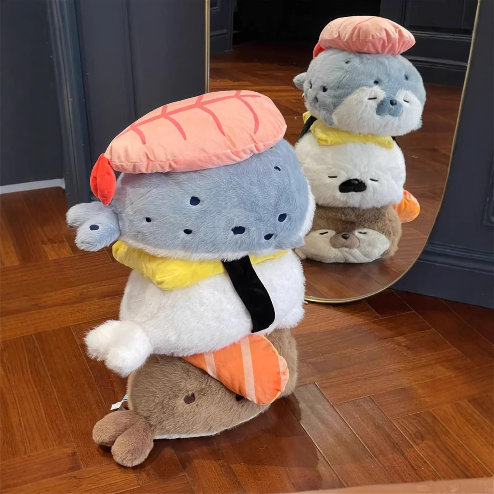 Plüschtier, Süßes Robbenkissen, Garnelen-Sushi-Plüschspielzeug for Kinder, Robben-Plüschkissen, Kawaii-Robbentierkissen(Blue)