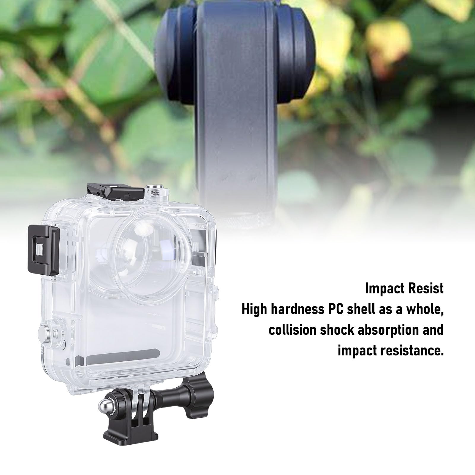 Annadue Custodia Subacquea Impermeabile 50M per Action Camera, Custodia Impermeabile in Vetro Temperato Ottico a 360° con Inserti Antiappannamento, Guscio Protettivo Durevole per