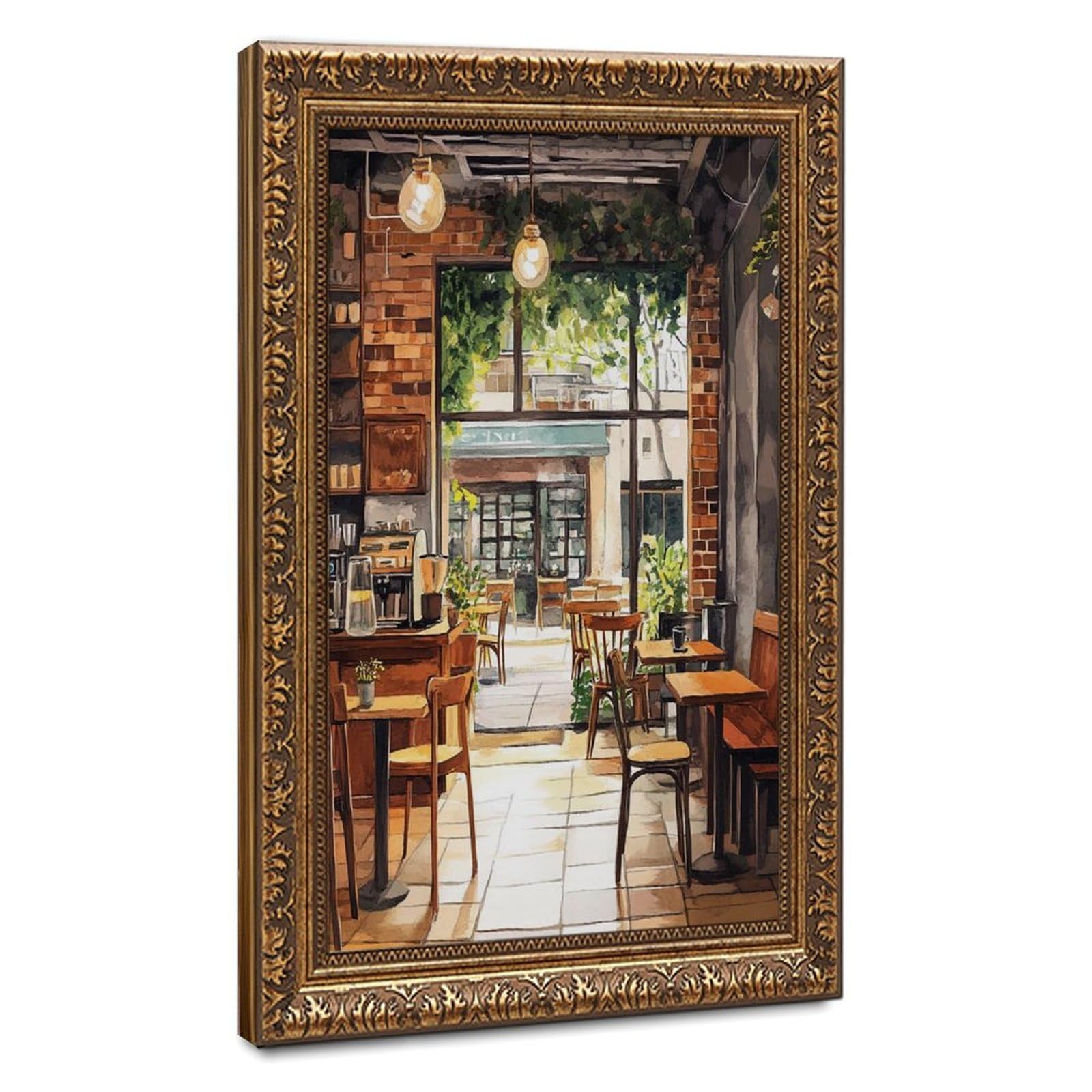 Flamint Aesthetic Coffee Shop Canvas Poster Bedroom Decor Landscape Office Room Decor Gift 16" L X 24" W