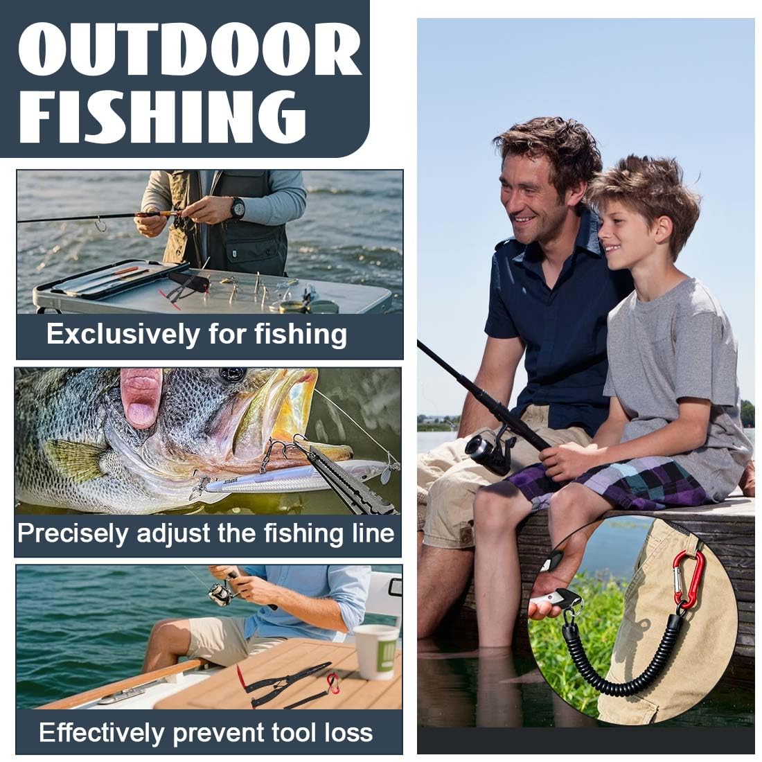 3 Pezzi Set Di Pinza Multi Pesca Portatili Con Cordino, Versione Aggiornata, Design Tre In Uno, Forbici Da Pesca, Pesca Slamatore, Attrezzatura Da Pesca, Regalo Per La Pesca