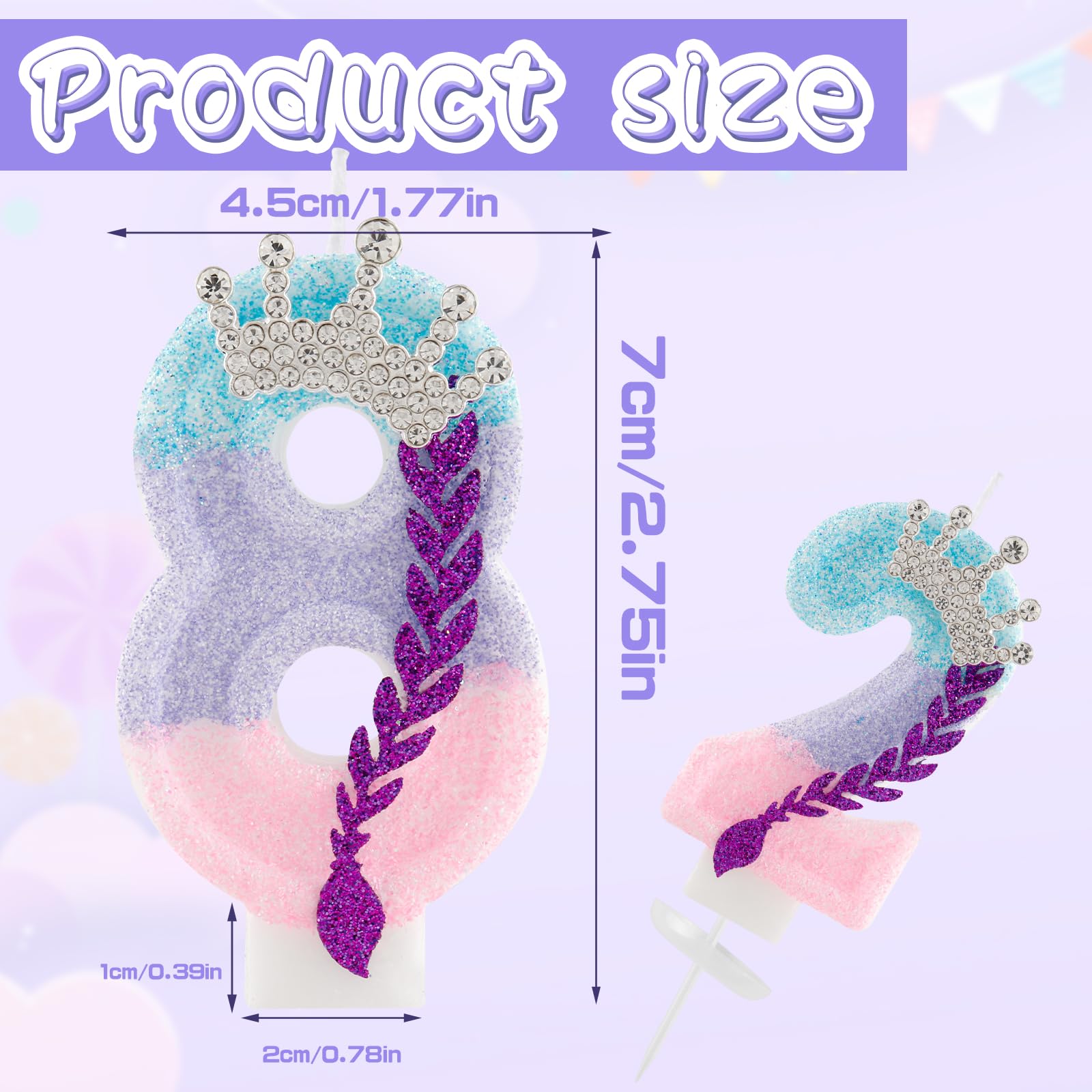 Kpop Birthday Candles - Purple Crown Number 4 -3