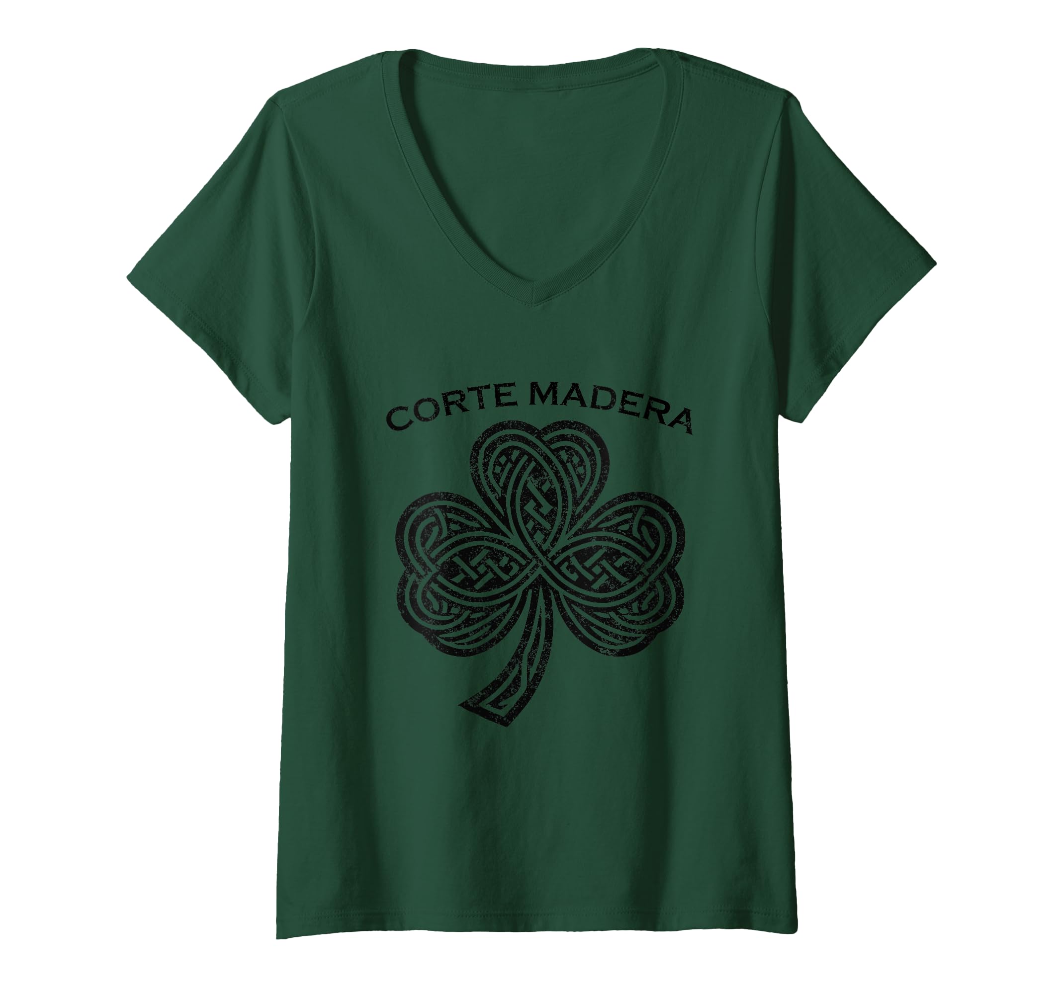 Womens CORTE MADERA St Patricks Day Ireland Shamrock Irish St Pats V-Neck T-Shirt