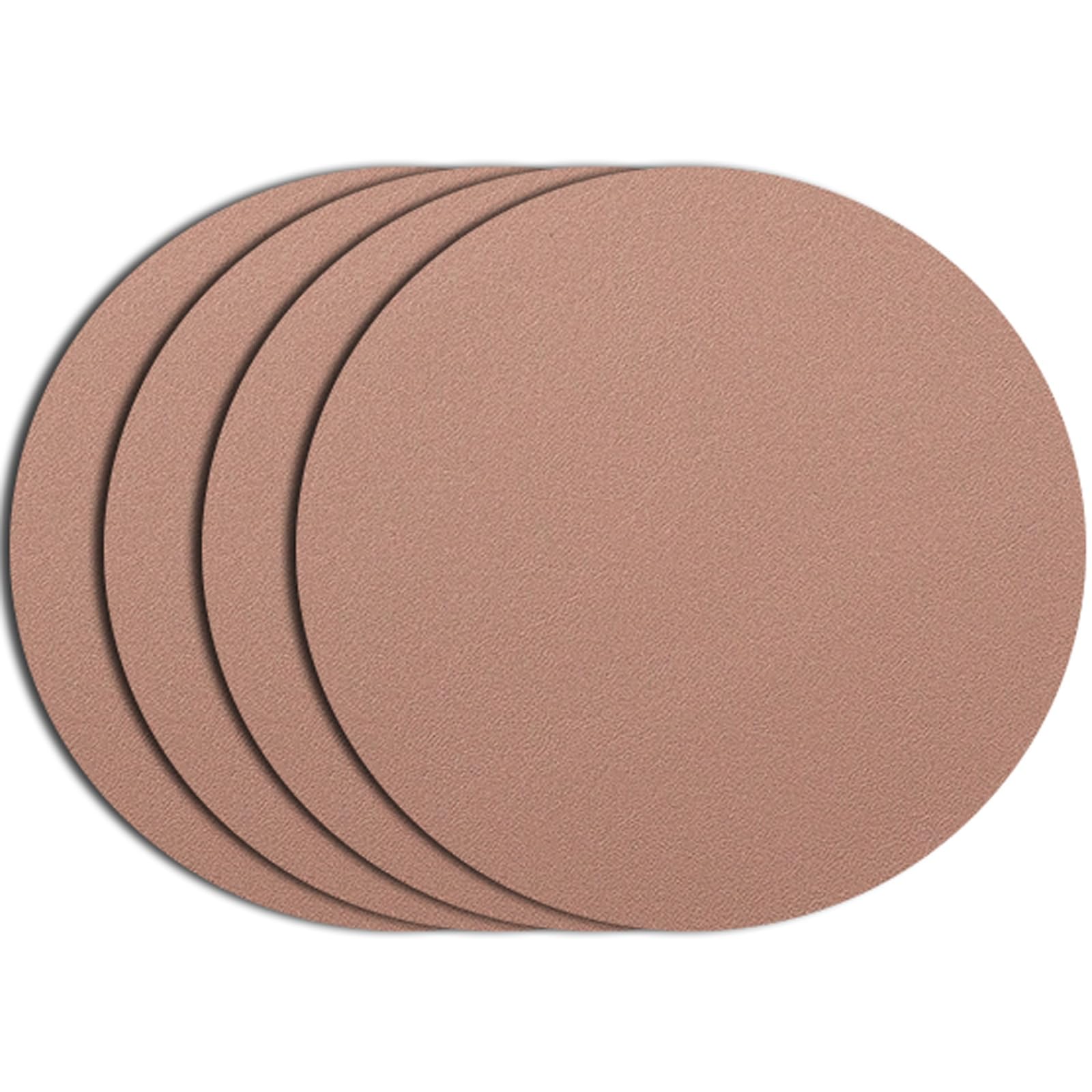 Generisch Rundes Platzset Aus Leder, Wasserdicht Und Hitzebeständig, 45 cm Durchmesser, rutschfest Und Abwaschbar, Geeignet Für Esszimmer Und Büro (Khaki 4 pcs 45 cm)