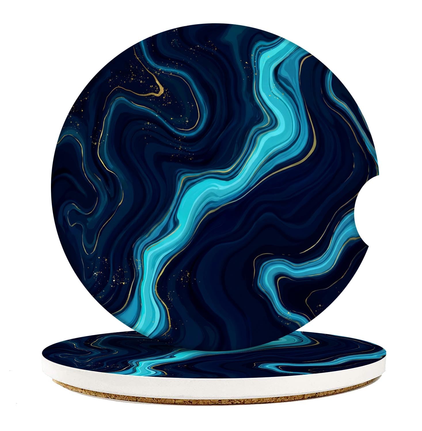 Britimes Car Coasters for Drinks Absorbent, 2 Pack Cup Holders, 2.56" Ceramic Stone & Non-Scratch Cork Base Coasters Cupholder, Auto Accessories for