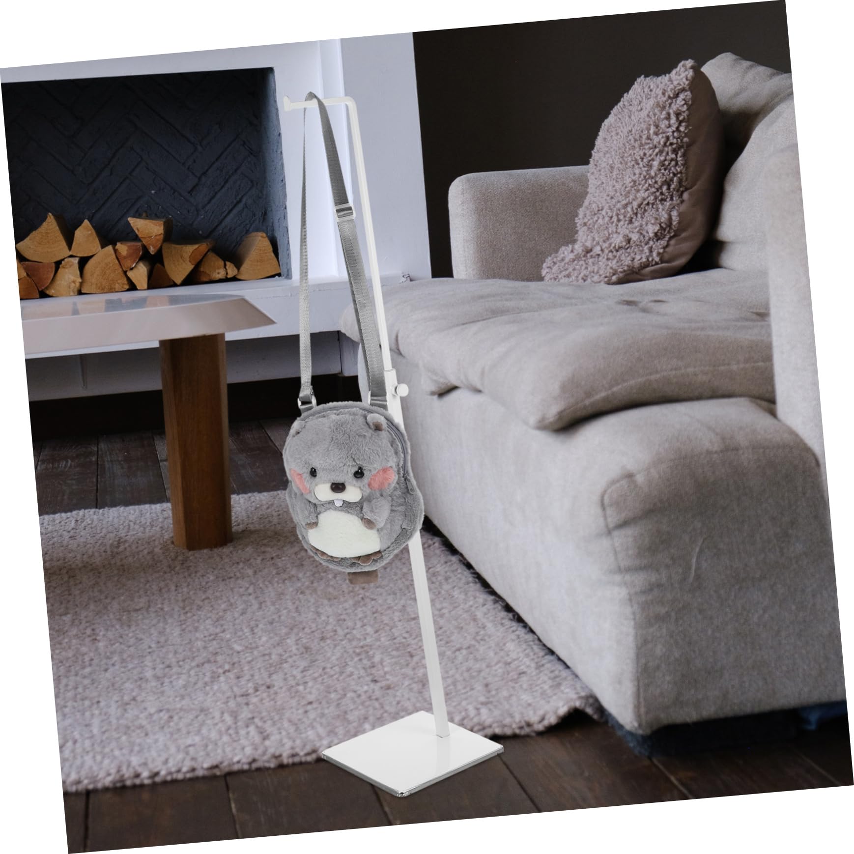 Soporte Colgante para Bolso de Metal Blanco, Altura Ajustable 39-70 Cm