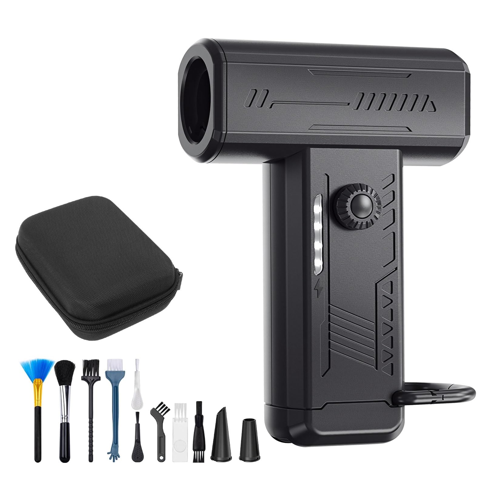 Begally Electric Air Duster Mini Jet Blower, 130000 RPM Portable Air Blower Jet Fan, Cordless Handheld Powerful Blower for Computer Keyboard, Car Cleaning (Black-A)
