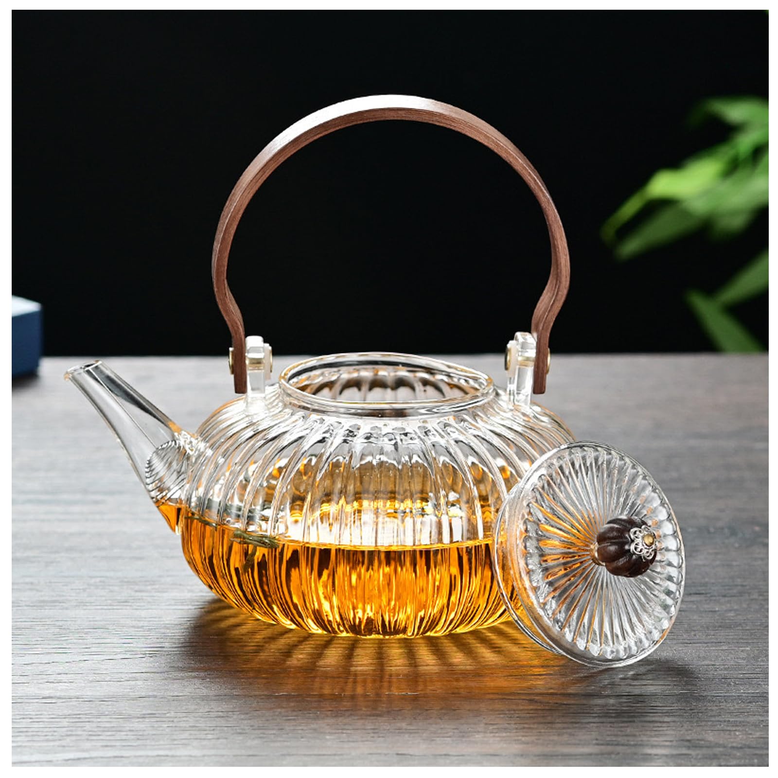 Mozhixue Glass Teapot with Infuser Clear Glass Tea Kettle 1000 ml Tea Pot for Stove Top, Loose Tea, Tea Maker Gift