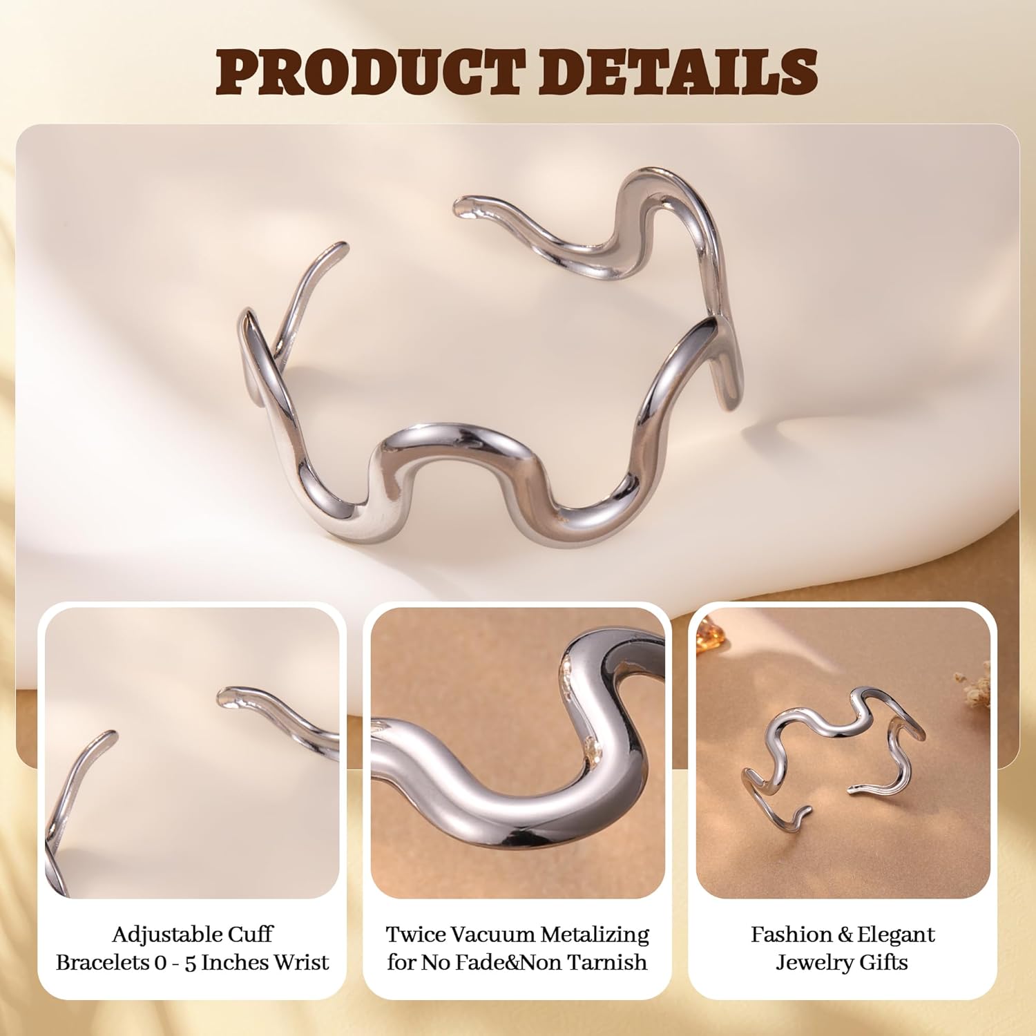 Fullpop Gold Bracelets for Women Trendy, Dainty 14K Gold Plated Cuff Bracelets Adjustable Gold Bracelets Adjustable Stainless Steel Bracelets for Women Couples Bracelets Christmas Gifts for Her - Image 4