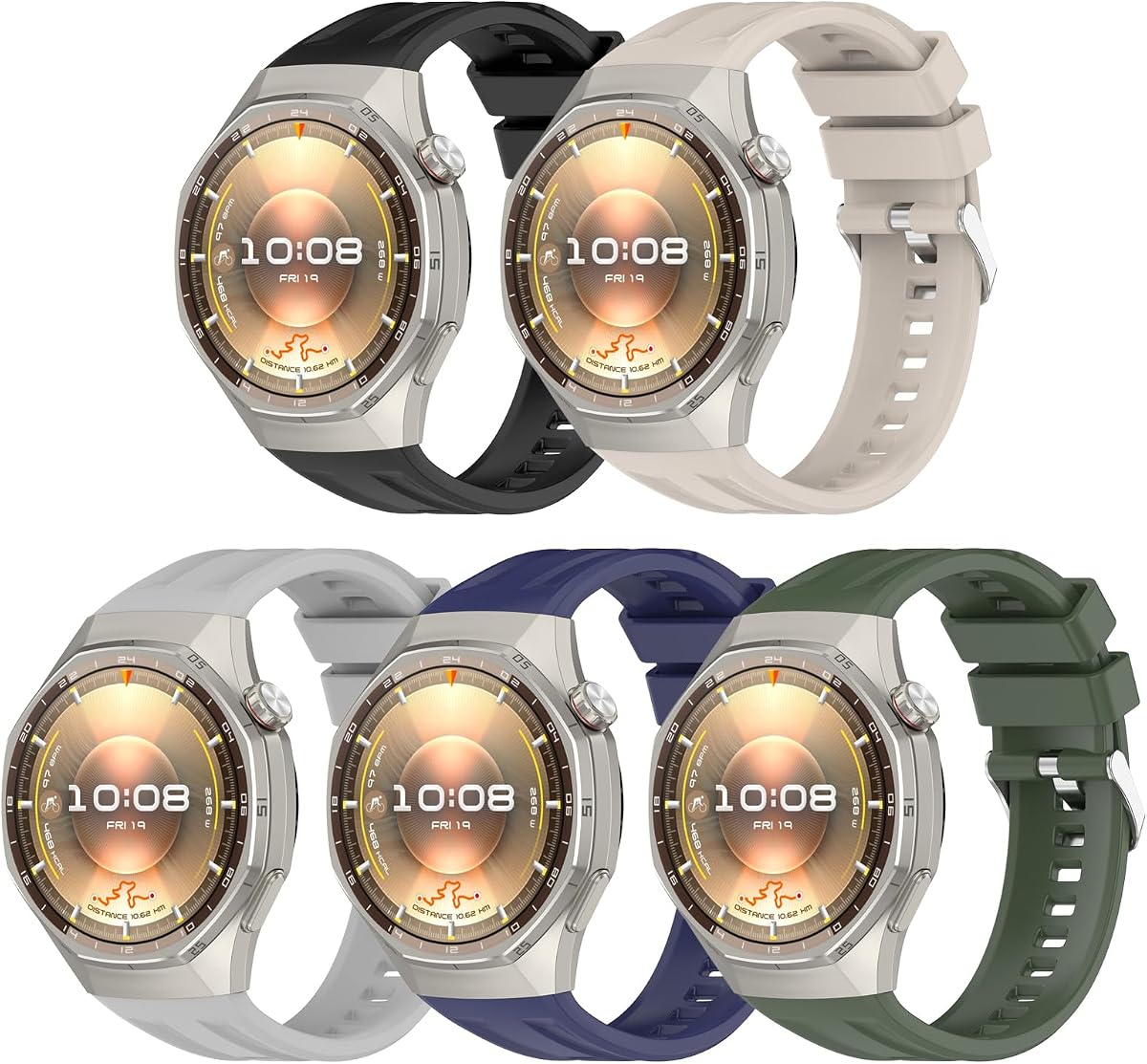 RuenTech 22mm Silicone Band Compatible with Huawei Watch GT6 Pro 46mm, Flexible Sport Silicone Replacement Strap for Huawei Watch GT6 Pro Smartwatch Accessories