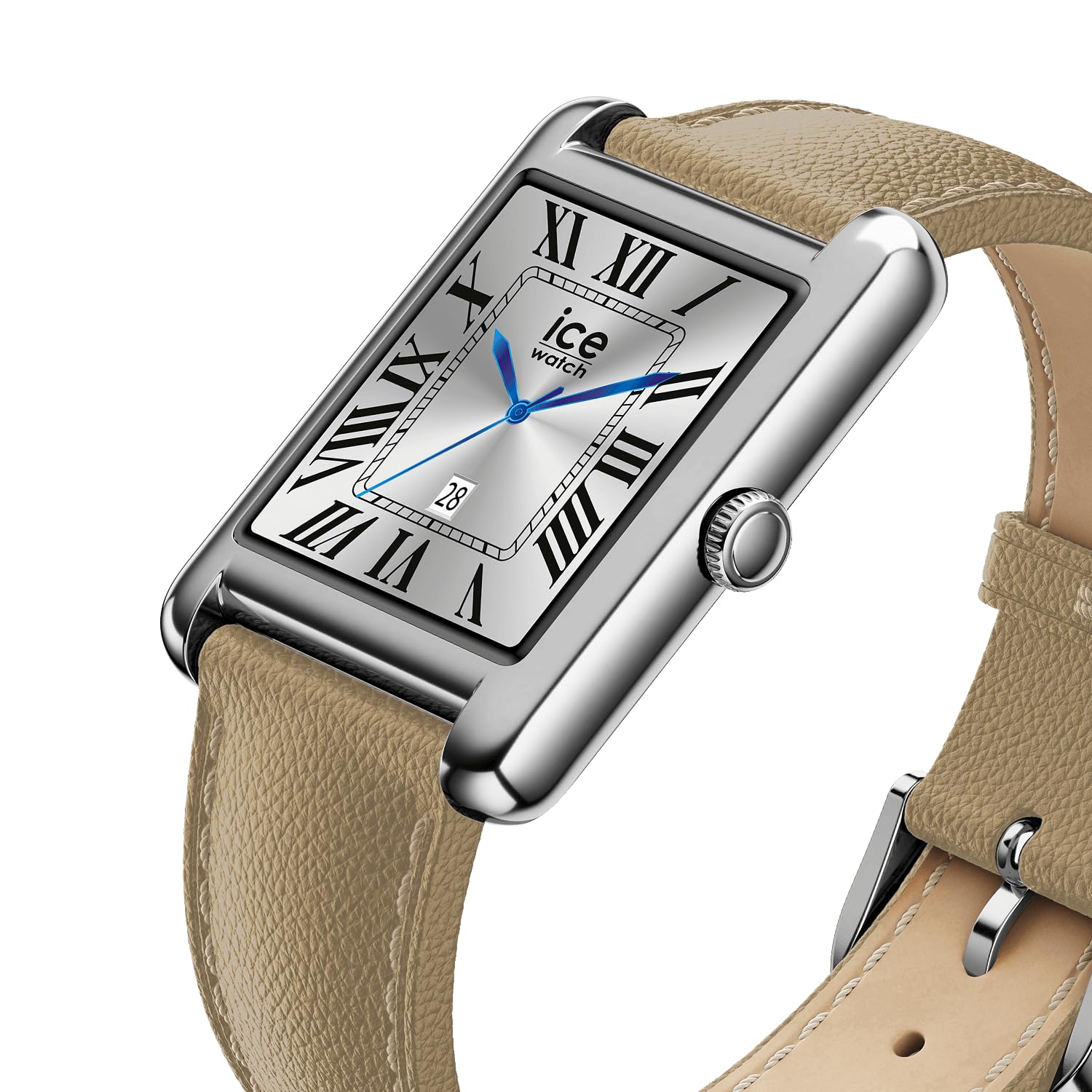 ICE-WATCH - Ice smart TKS 2.0 Silver Taupe Grain - Silbergraue Damenuhr mit Lederarmband - 025622 (1.41 Zoll / 32mm) - Smartwatch, Aufzeichnung von körperlicher Aktivität und Gesundheitsdaten