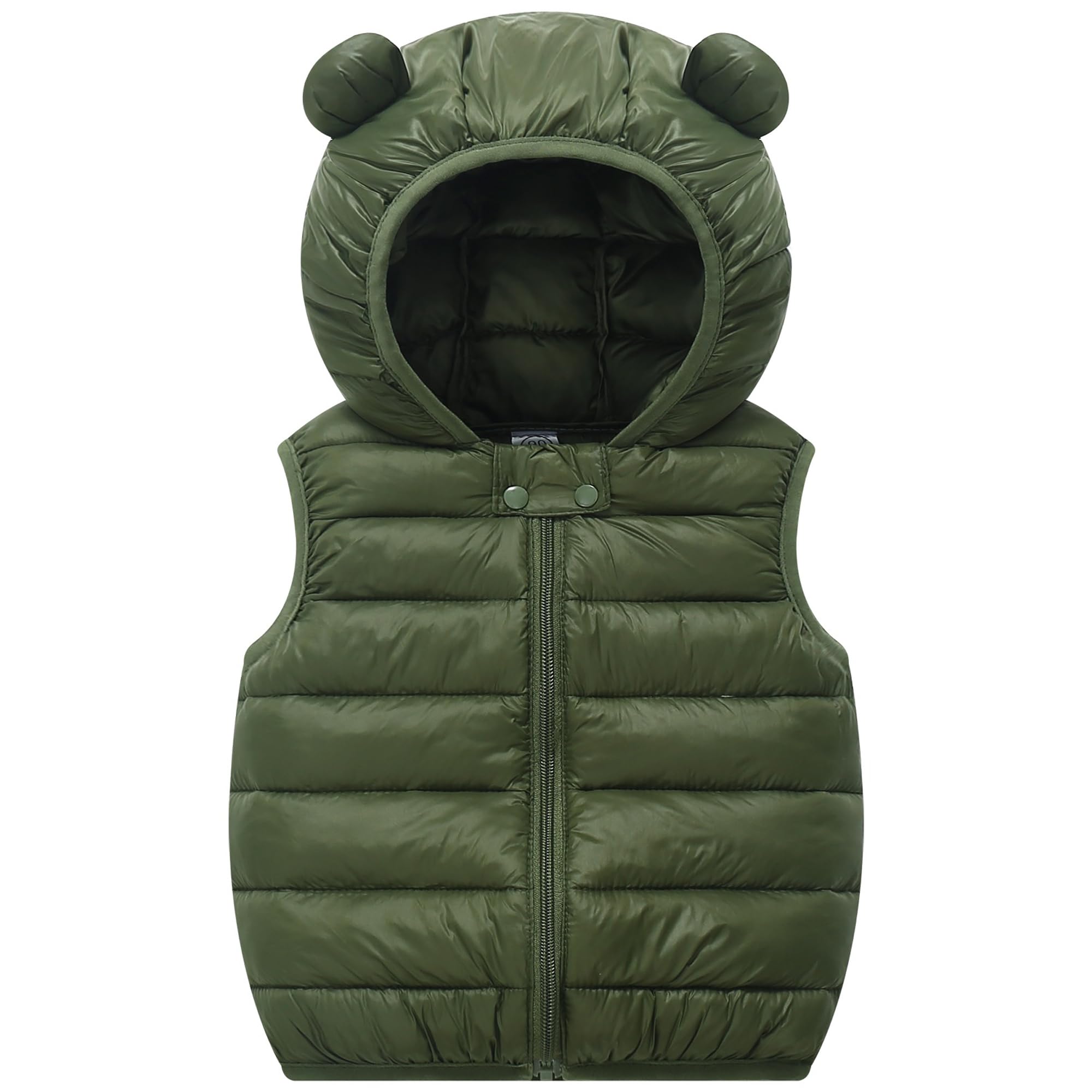 AIWUHE Baby Boys Girls Hooded Puffer Vest Winter Lightweight Sleeveless Bear Ears Zipper Up Jacket Down Vest Coat Vests Kids