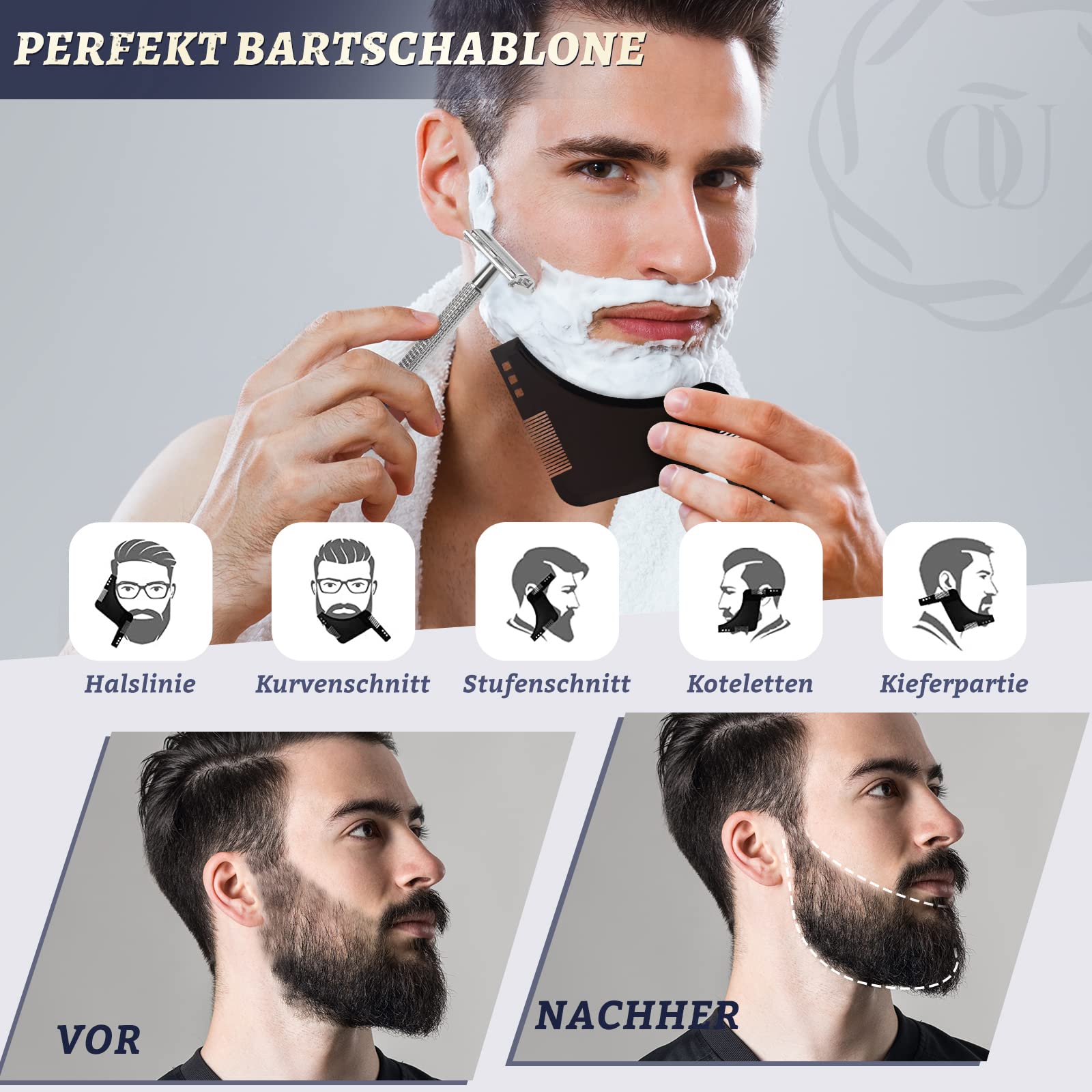 Bartpflege Set für Männer, Hochwertig Bart Rasierset Geschenke für Männer - Bartwuchsmittel Herren mit Bartöl, Rasiercreme, After Shave Lotion, Rasierhobel, Rasierpinsel, Bartschablone, Bartschürze