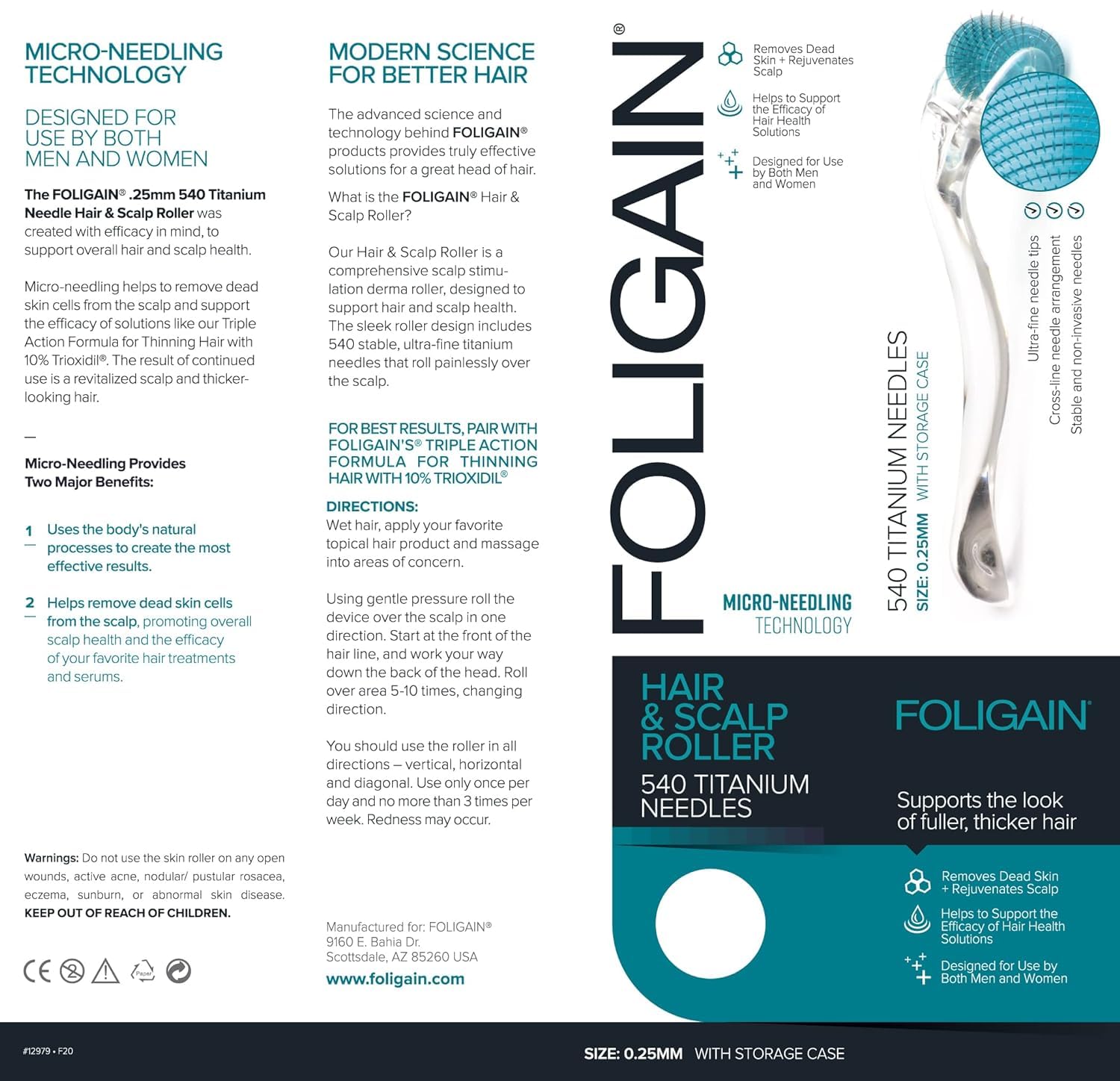 Rodillo de microagujas Derma para cabello y cuero cabelludo, tratamiento de pérdida de cabello 2