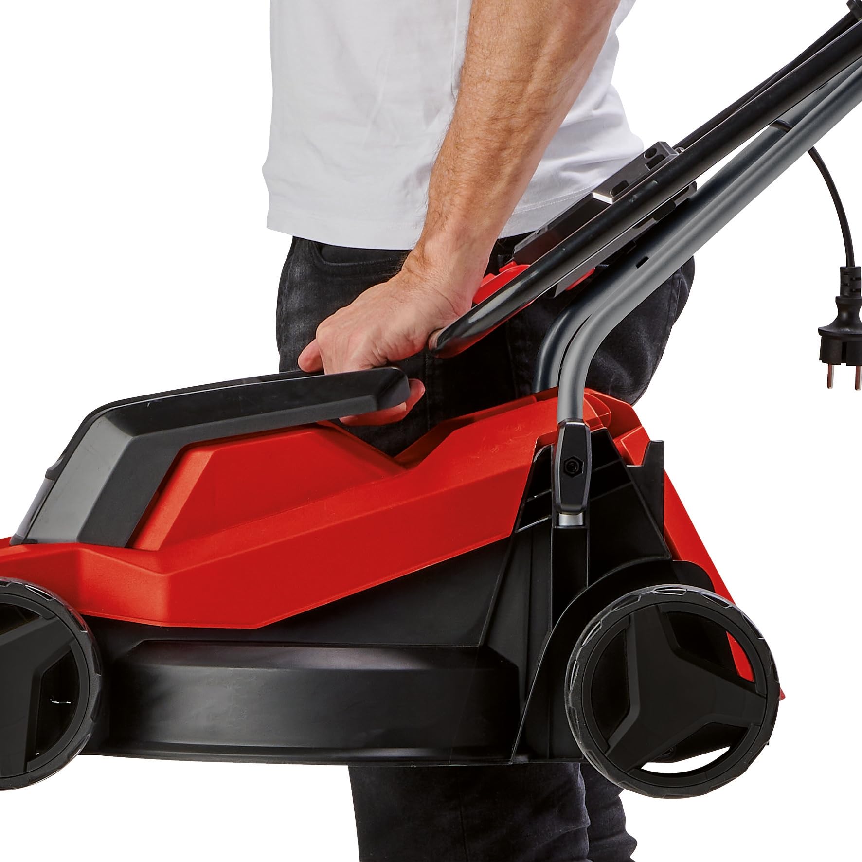 Einhell tosaerba elettrico GC-EM 1000/32 (1.000 W, larghezza di taglio 32 cm, fino a 300 m², cesto raccoglierba da 30 l, altezza di taglio 30-70 mm, manubrio pieghevole)
